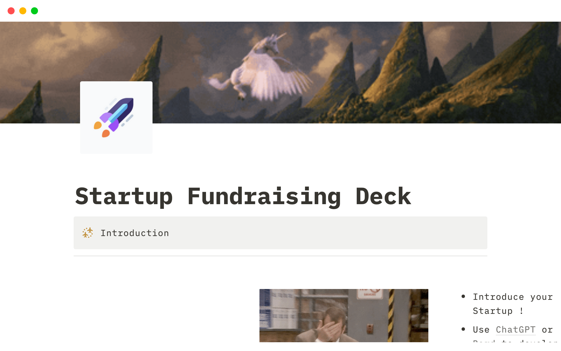 A template preview for Startup Fundraising Deck