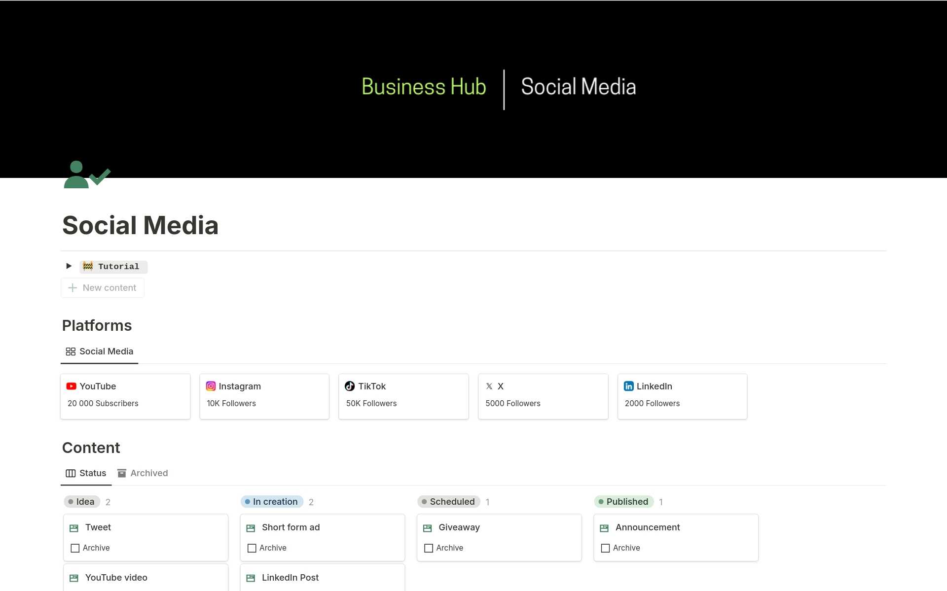 The "Business Hub" Notion template is a dynamic toolkit meticulously crafted to empower freelancers, agency owners, and business leaders in effectively managing and scaling their ventures.