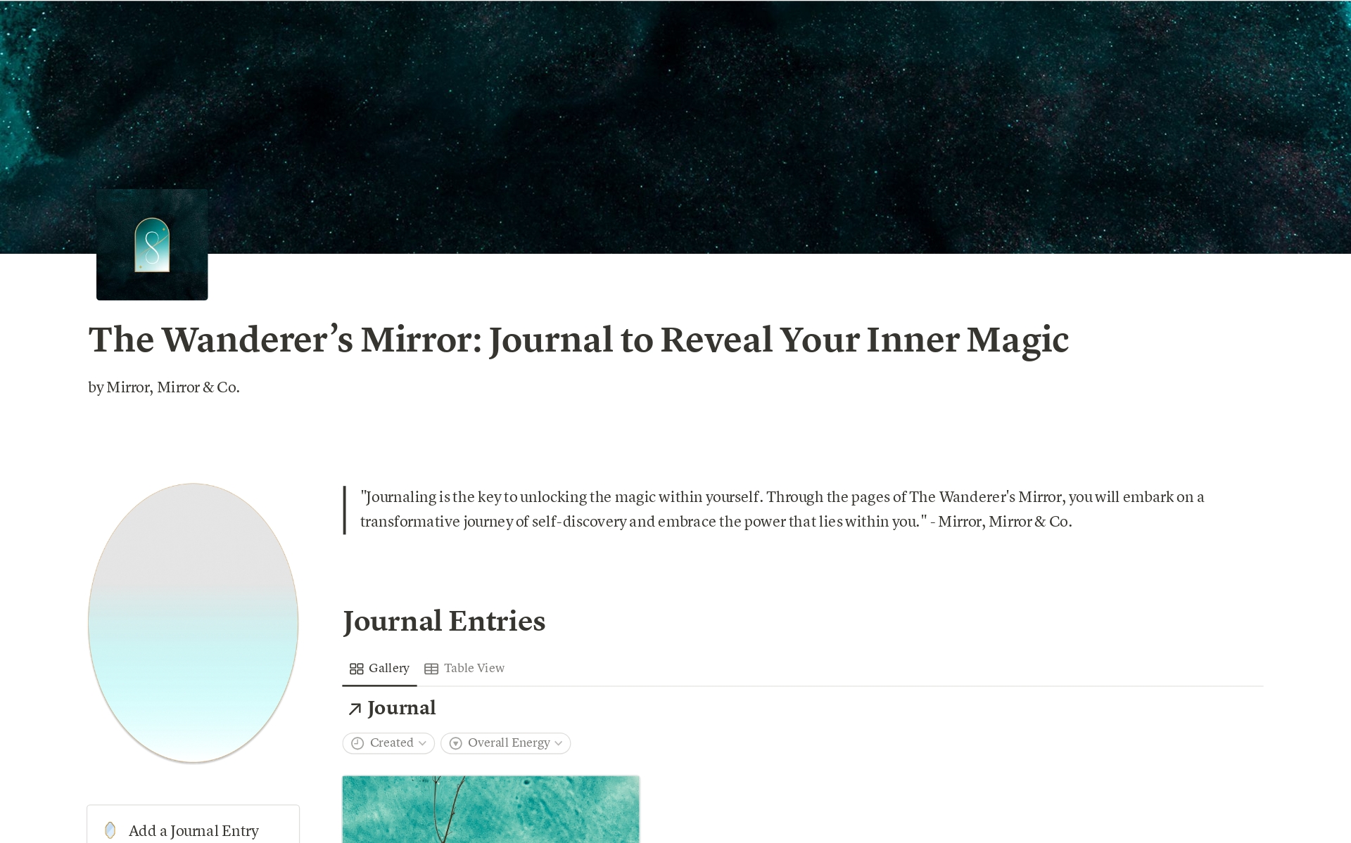 A template preview for The Wanderer's Mirror (Journal)