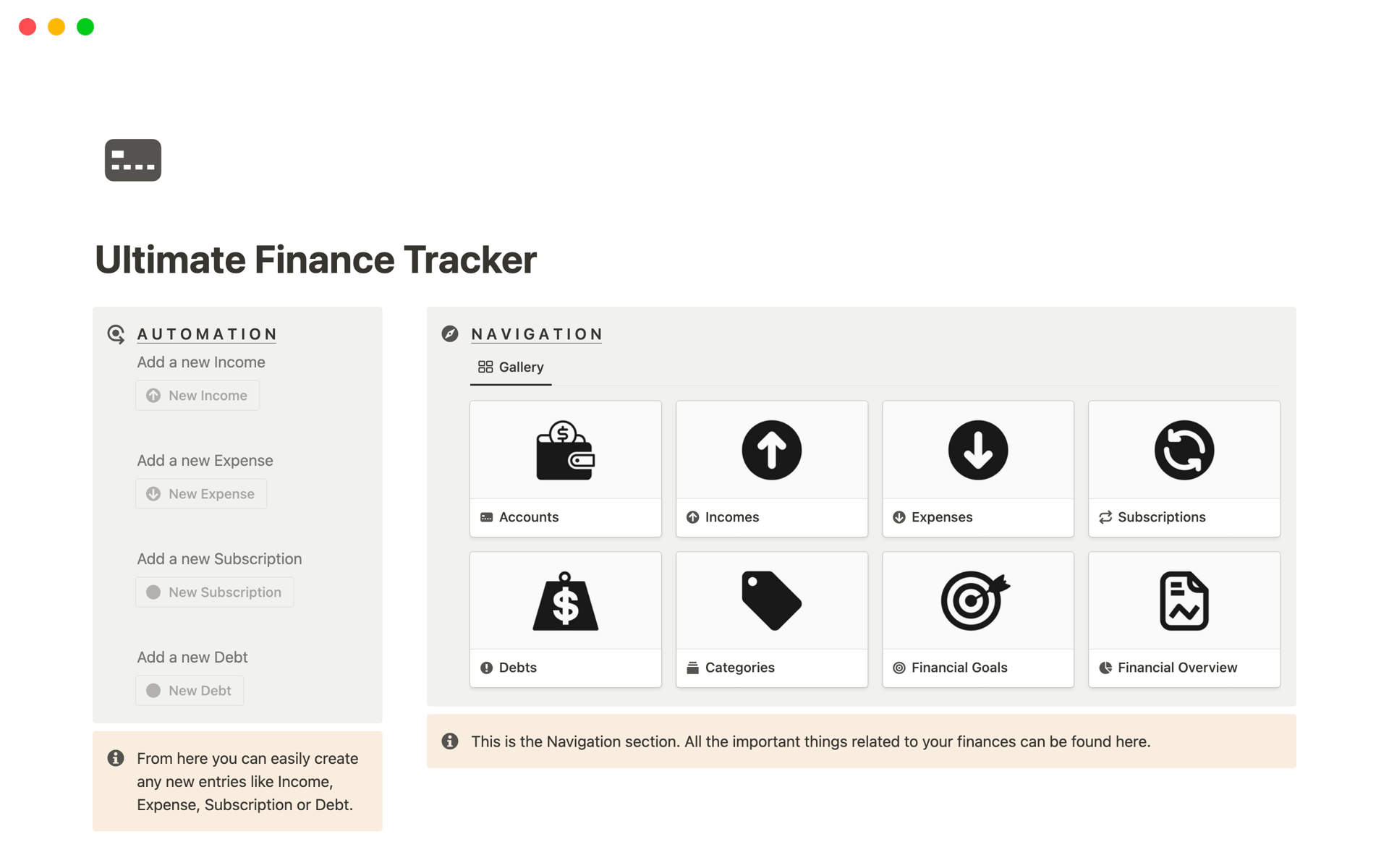 A template preview for Notion Ultimate Finance Tracker