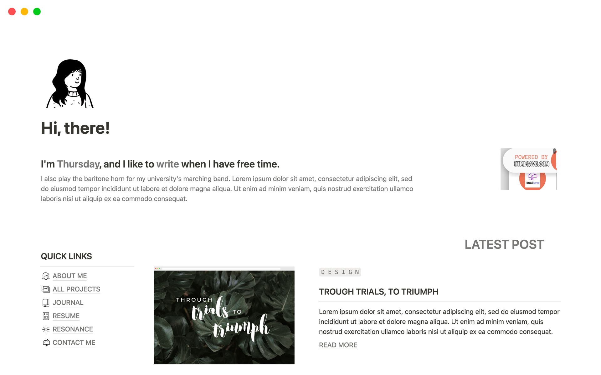 Start your own personal website/blog with this sleek and minimal Notion look.