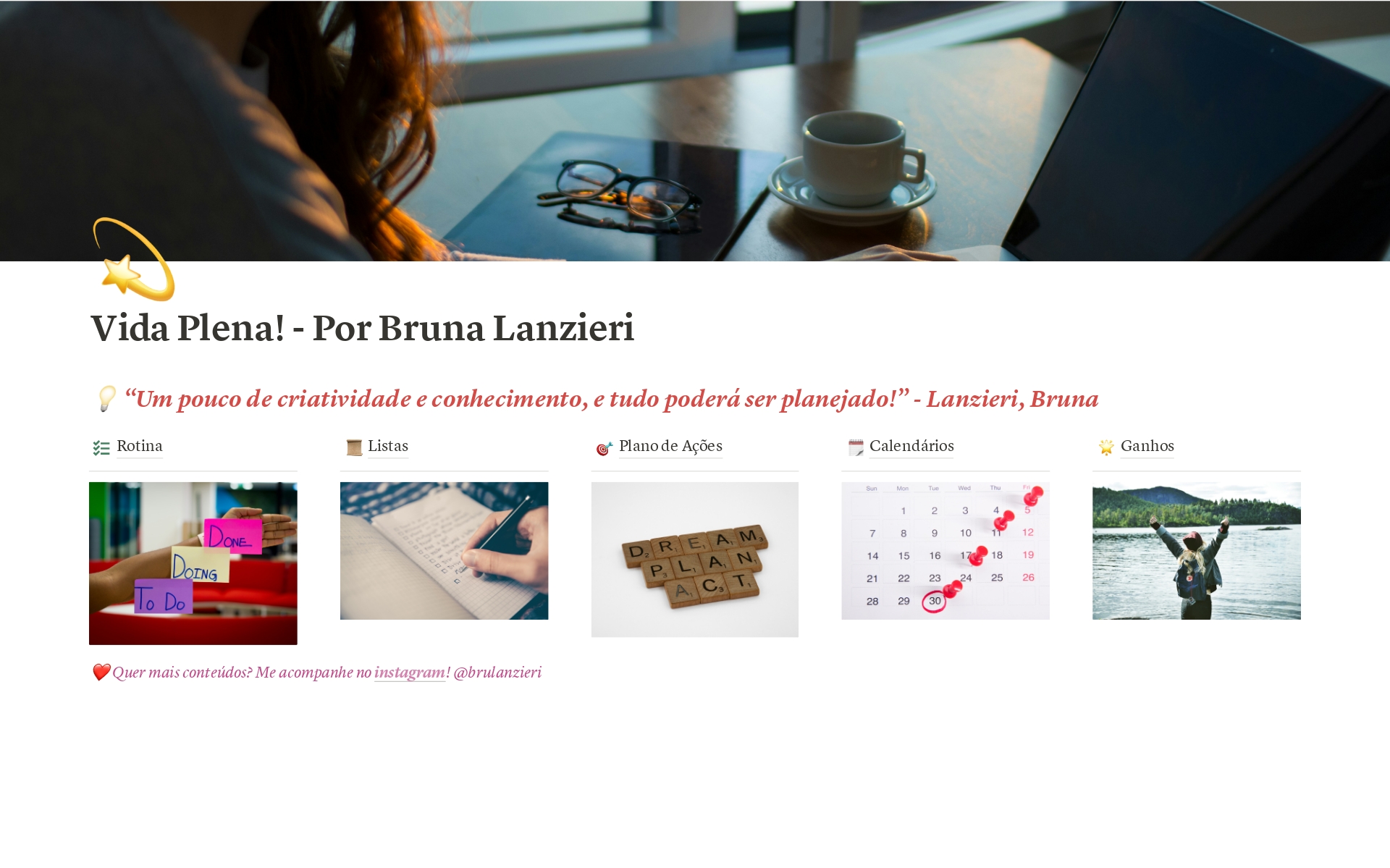 A template preview for Vida Plena - Por Bruna Lanzieri