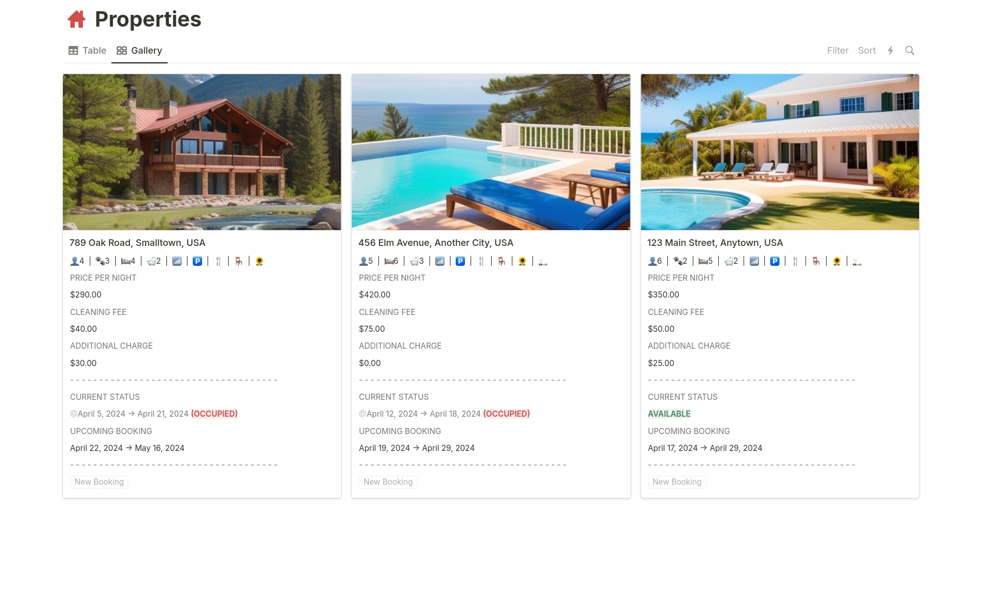 Easily manage Airbnb, vacation rentals, and short-term rentals with this template. 