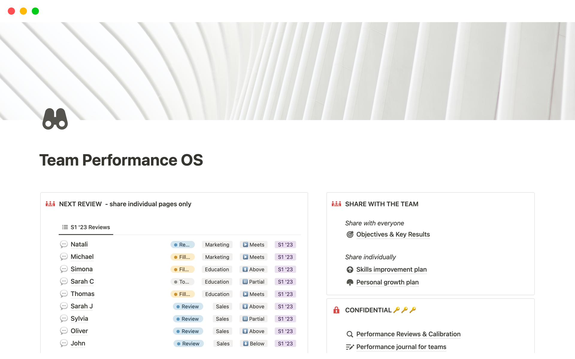 Team Performance OS Notion Template
