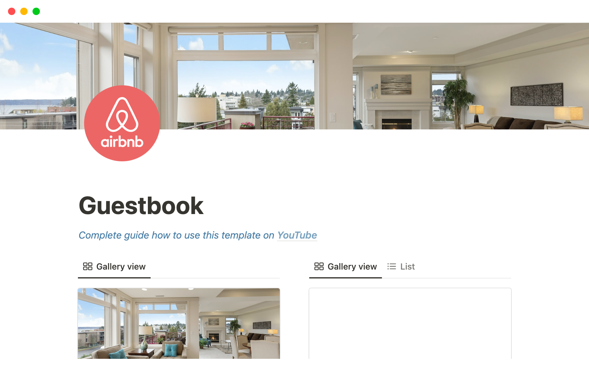 Aperçu du modèle de Ultimate Airbnb Guestbook