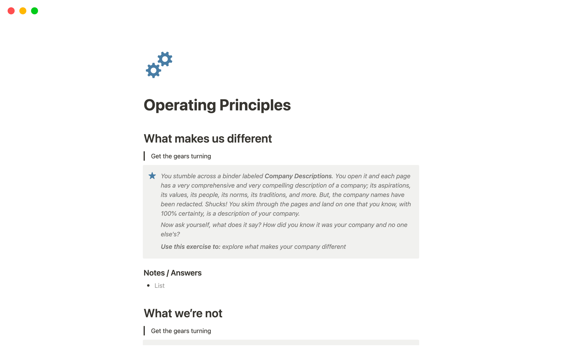 Operating Principles Template by Brie Wolfson | Notion Marketplace