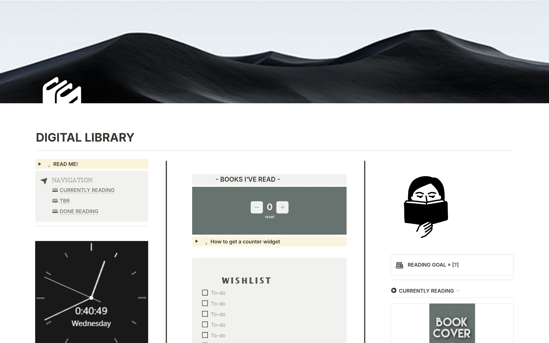 A template preview for Digital Library -Dark Mode-