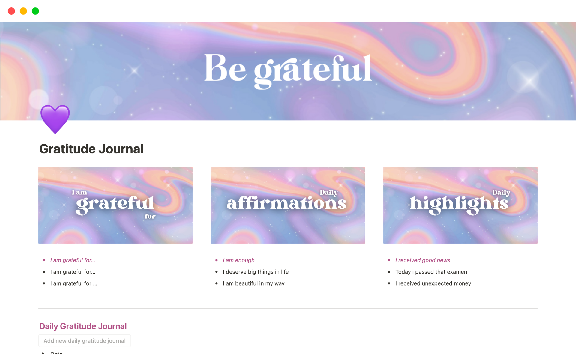 A template preview for Aesthetic Minimal Gratitude Journal 