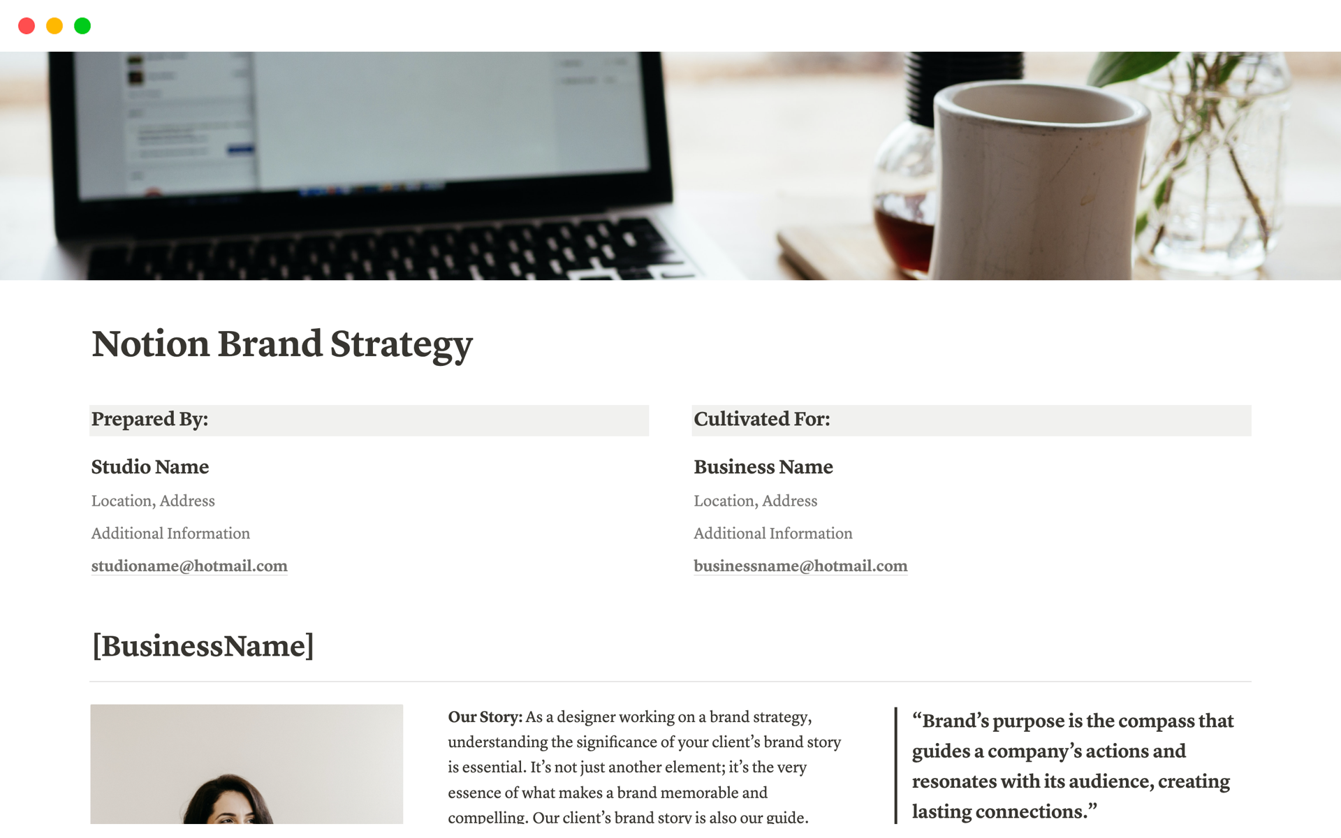 Vista previa de una plantilla para Brand Strategy
