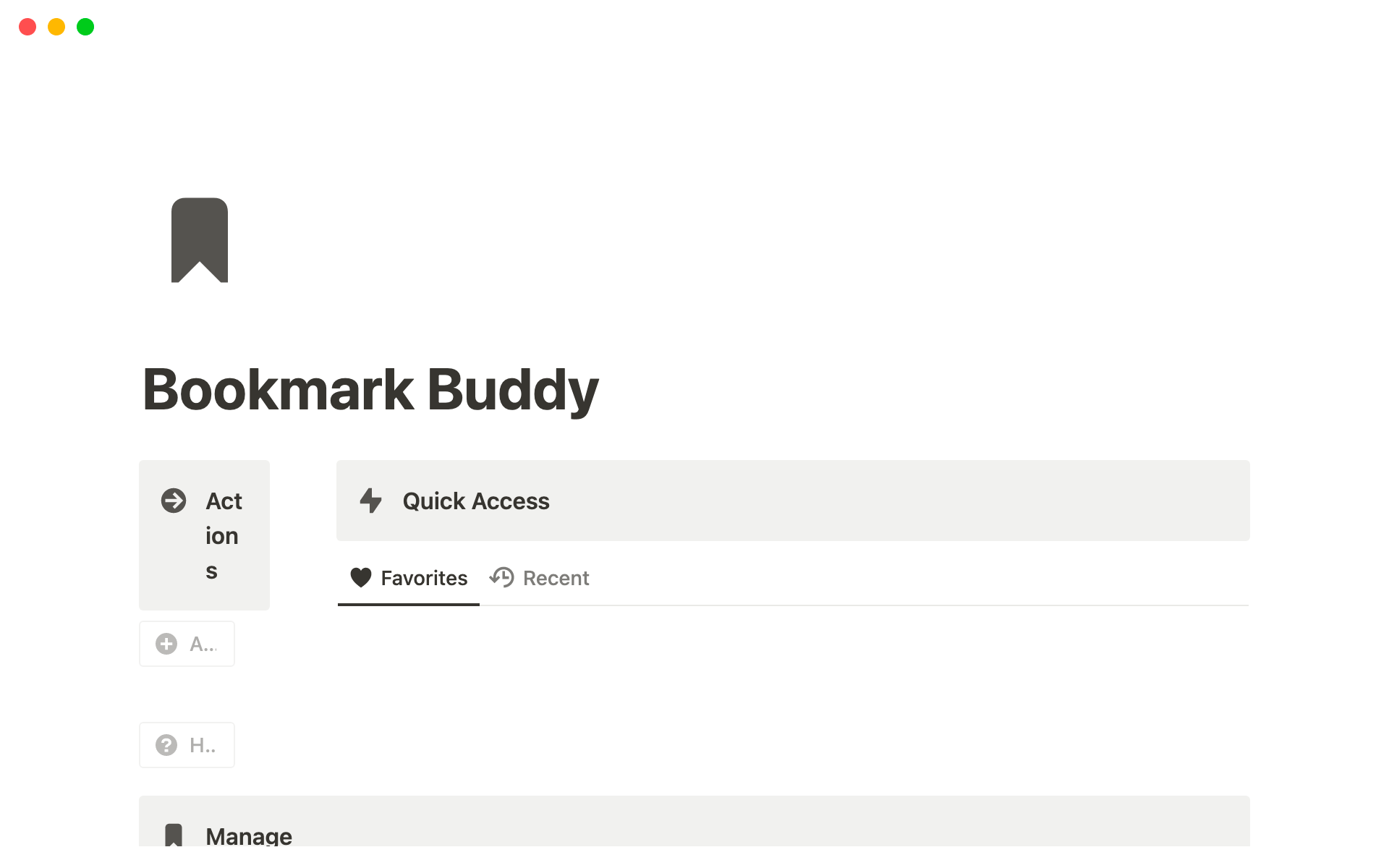 Uma prévia do modelo para Bookmark Buddy