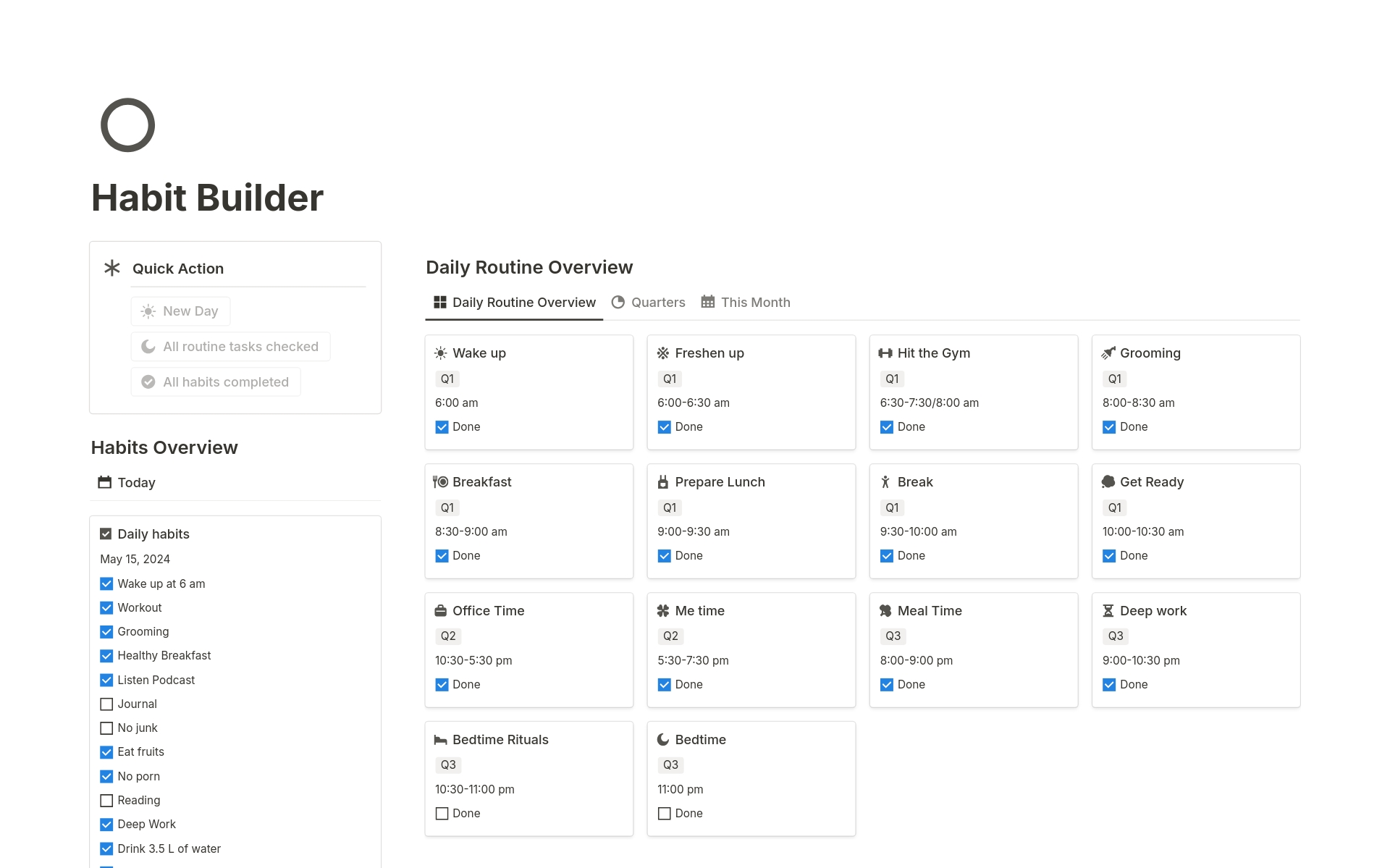 Vista previa de una plantilla para The best Habit Builder