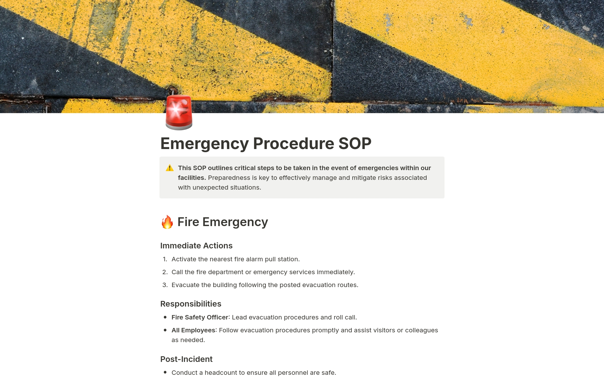 Emergency Procedure SOP by Template Studio Notion Template