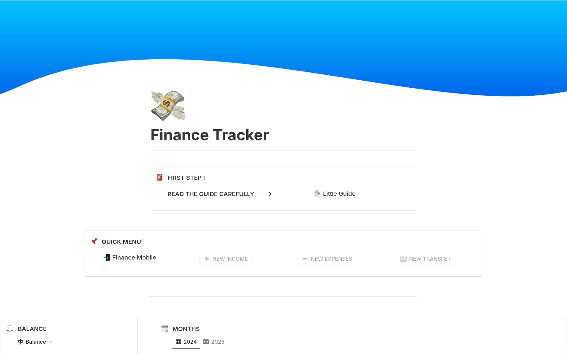 A template preview for Complete Finance Tracker
