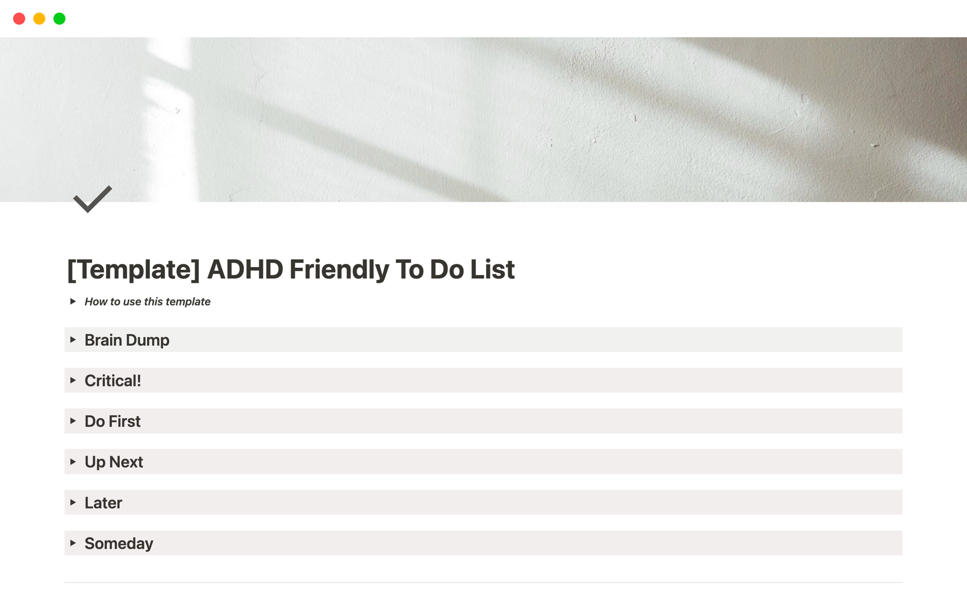 A template preview for ADHD Friendly To Do List | Brain Dump Tasks 
