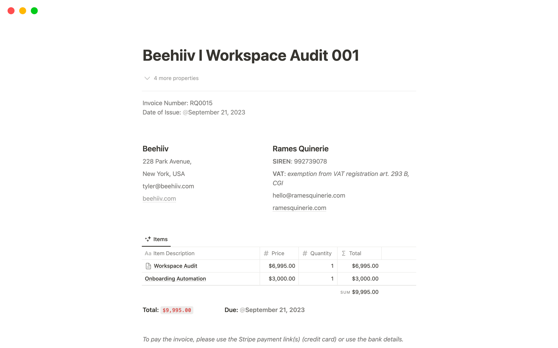 Generate beautiful Notion invoices, and share them instantly