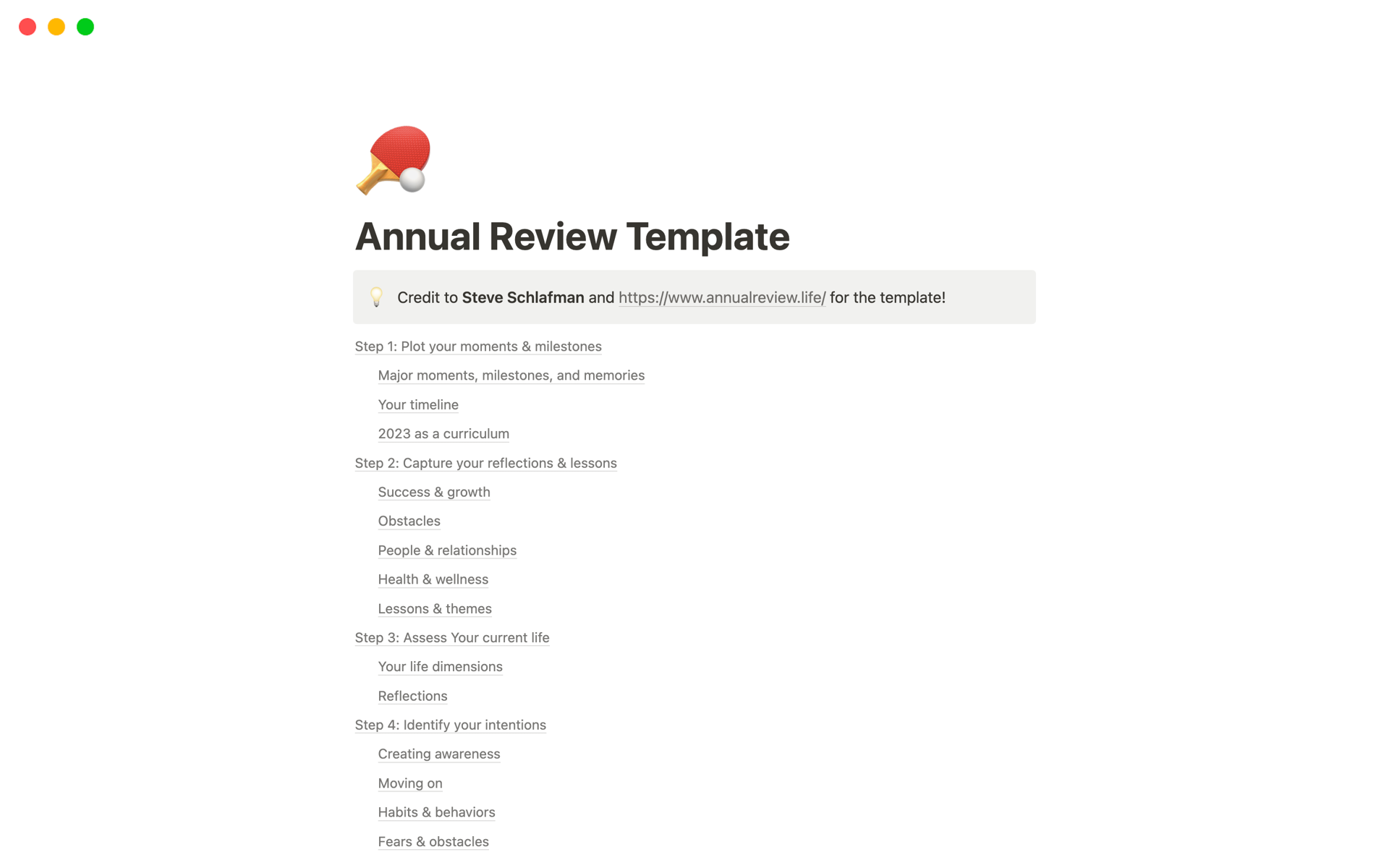 A template preview for Annual Review