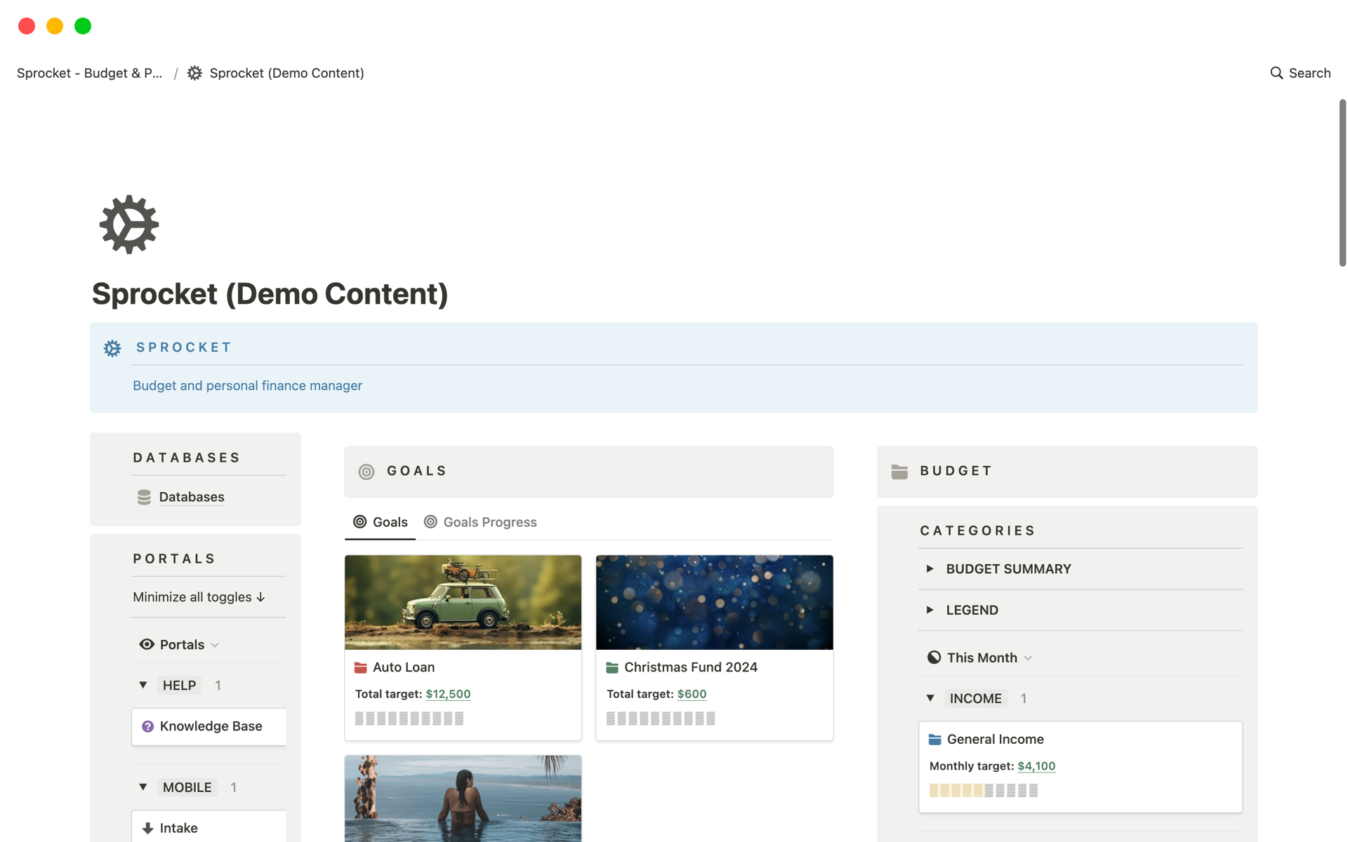 Sprocket Budget & Personal Finance Manager by Jamie Butler Notion