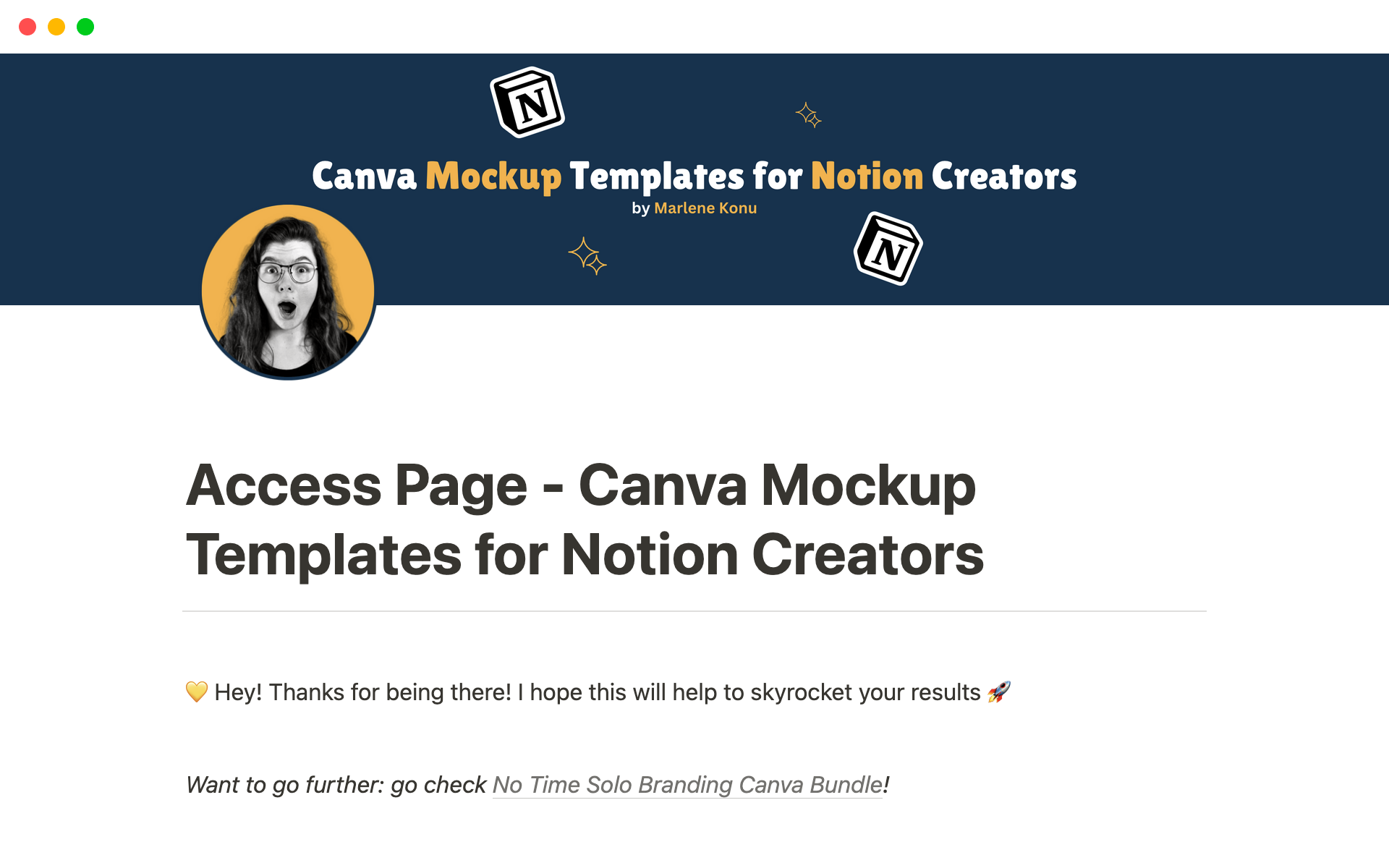 A template preview for Canva Mockup Templates for Notion Creators