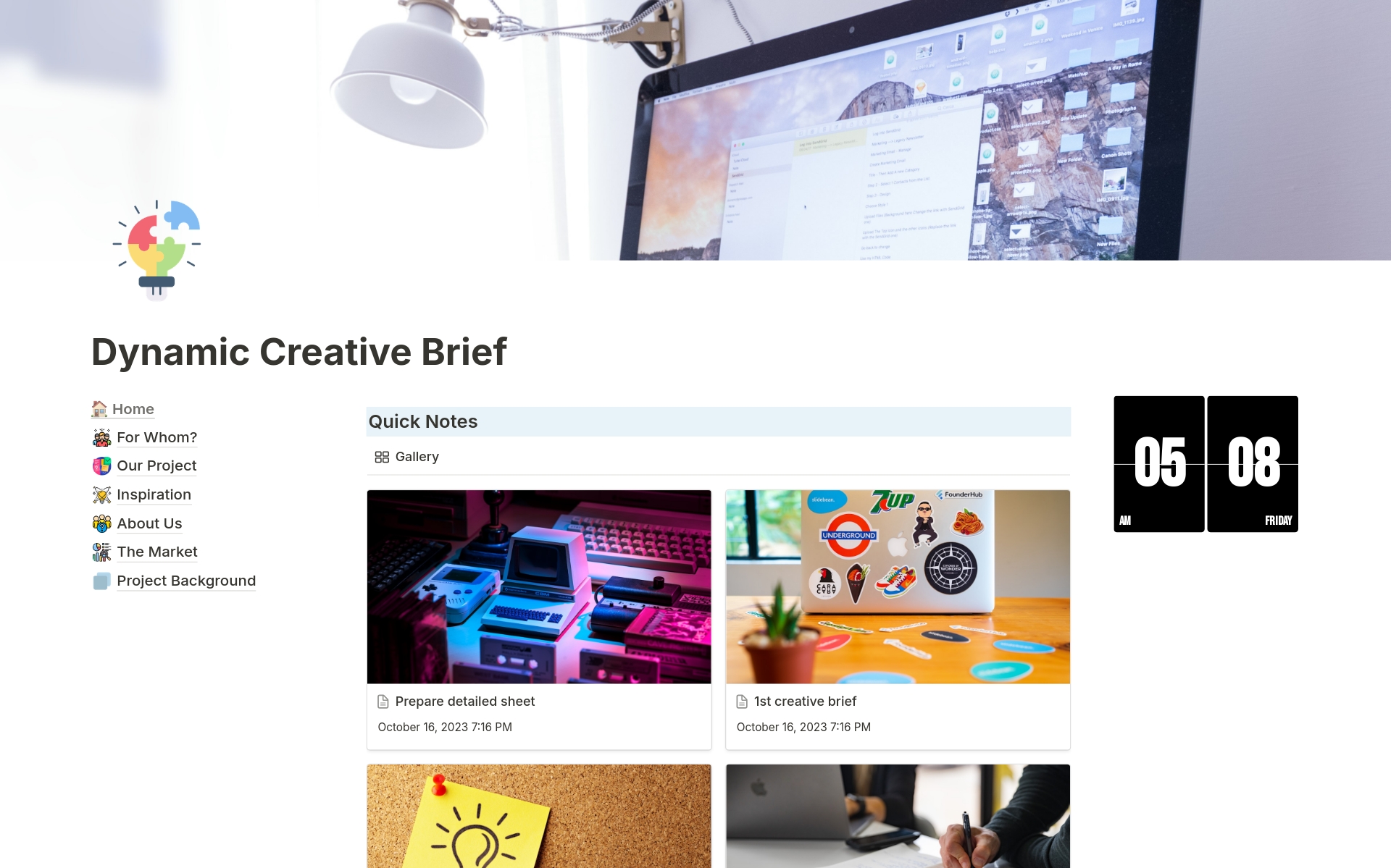 A template preview for Dynamic Creative Brief 