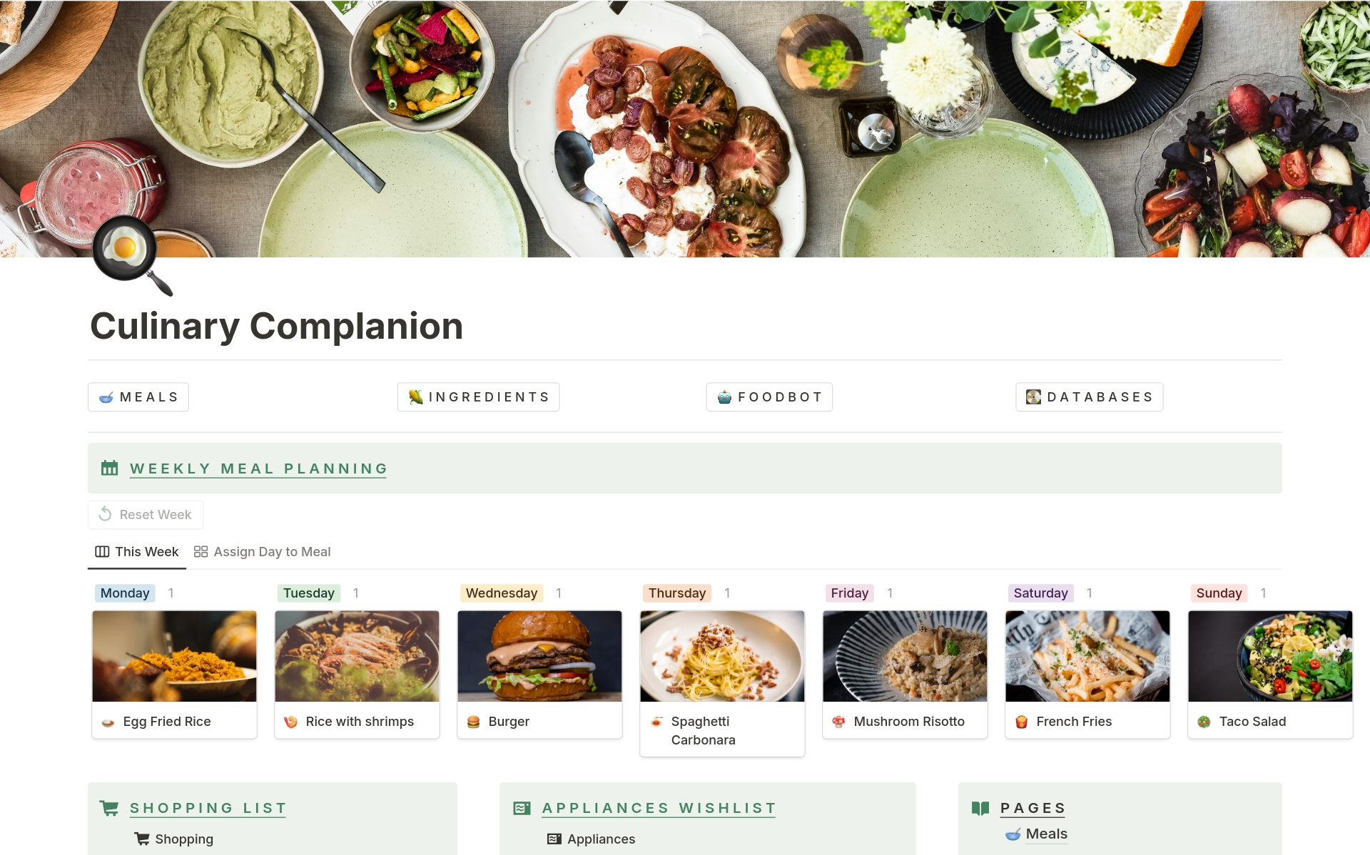 Culinary Complanion - Kitchen Helperのテンプレートのプレビュー