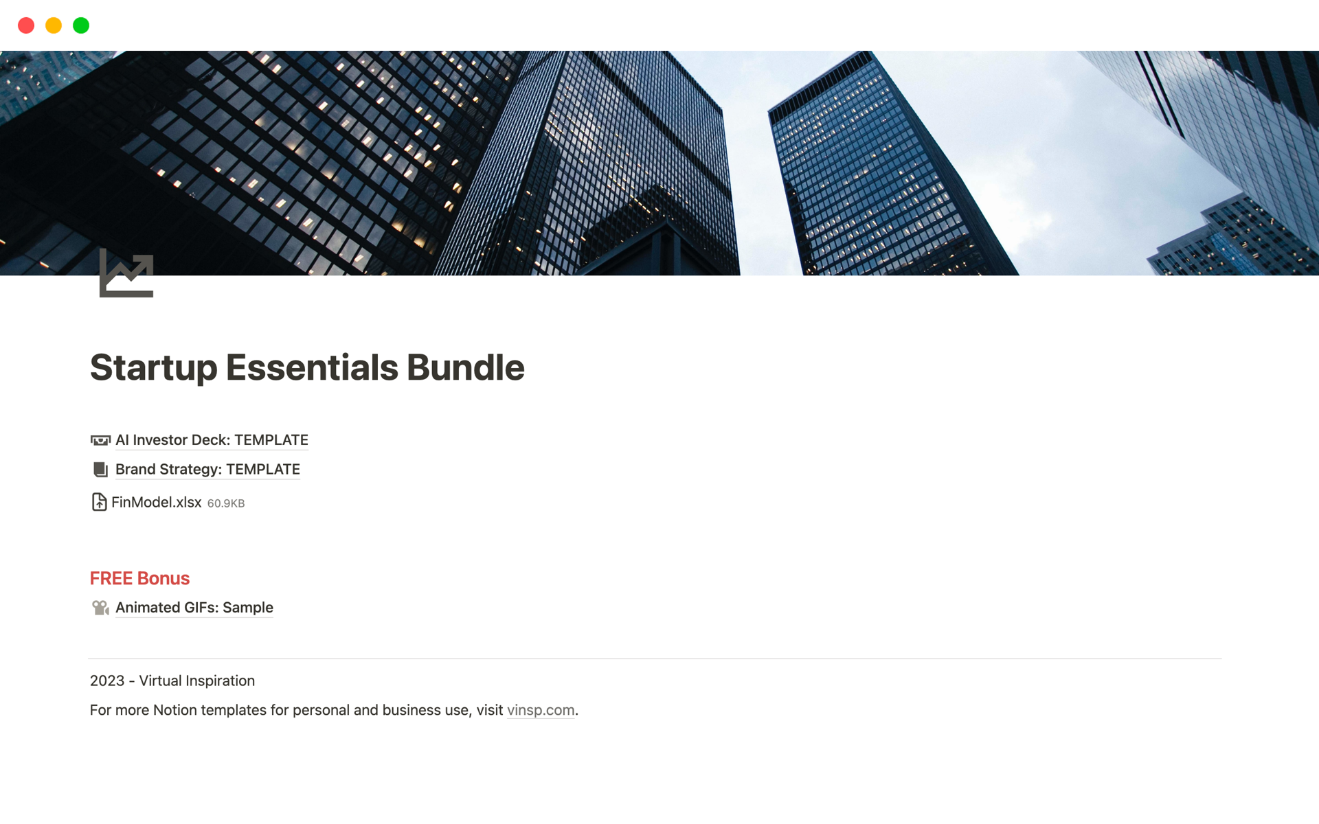A template preview for Startup Essentials Bundle