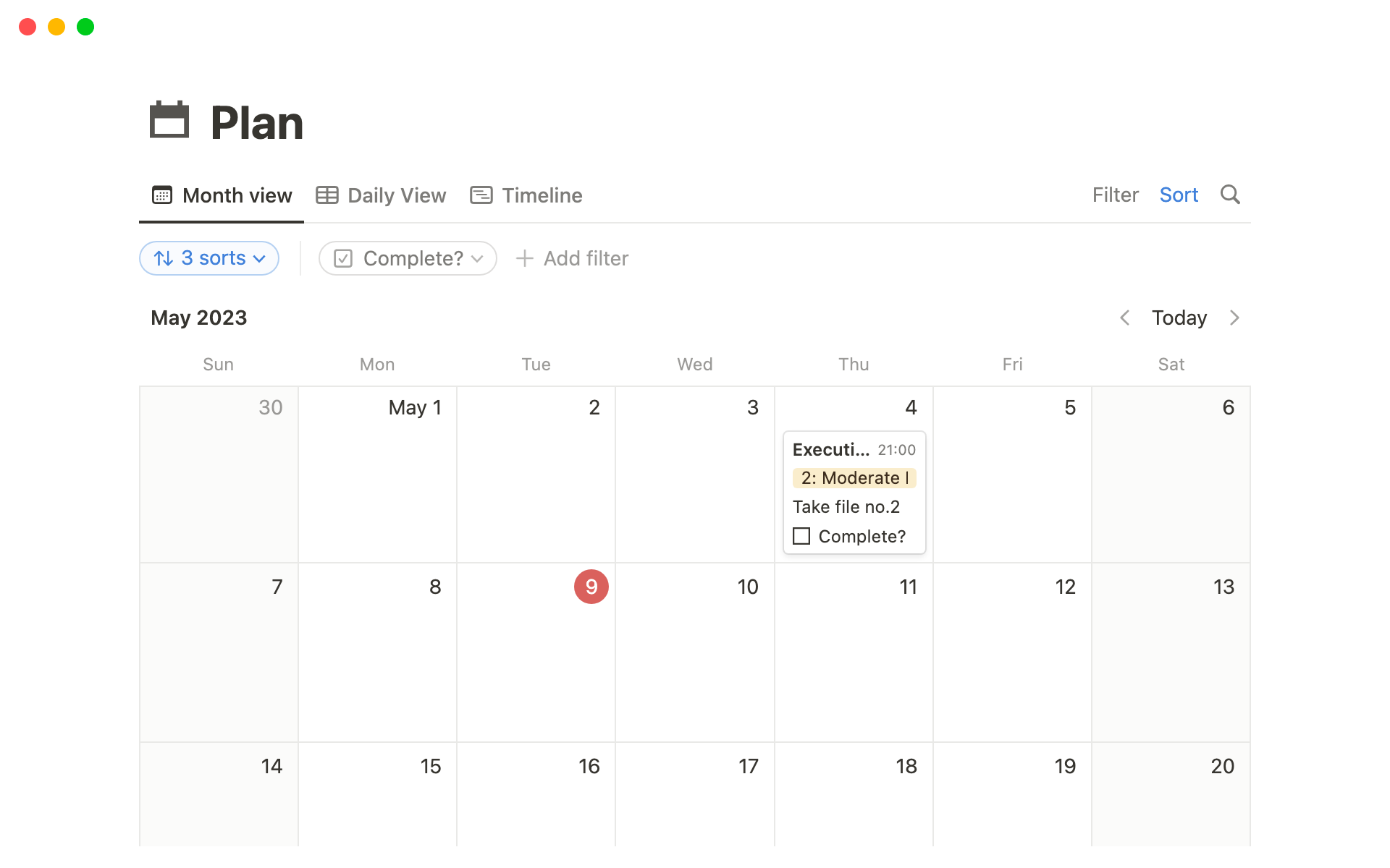 A template preview for Monthly Planner with timeline