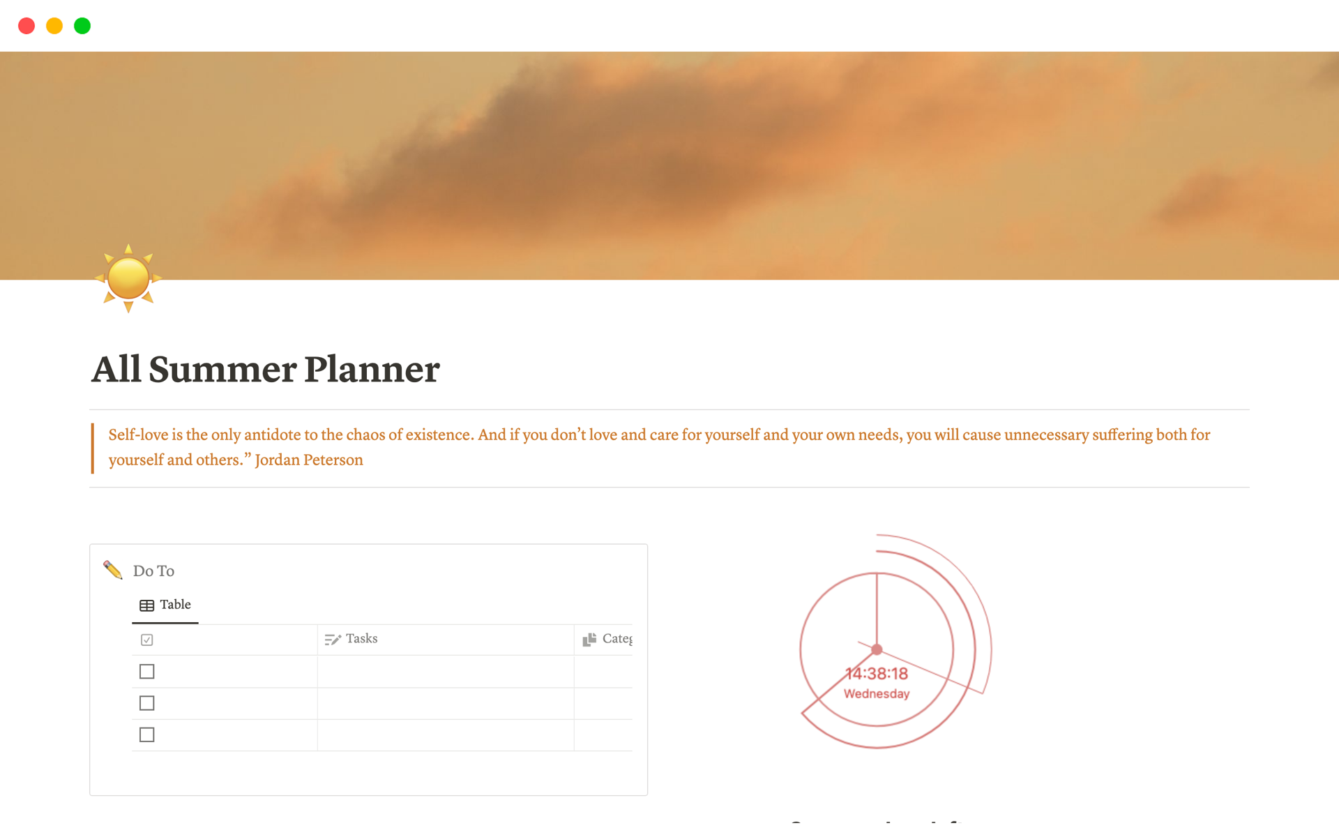 A template preview for All Summer Planner