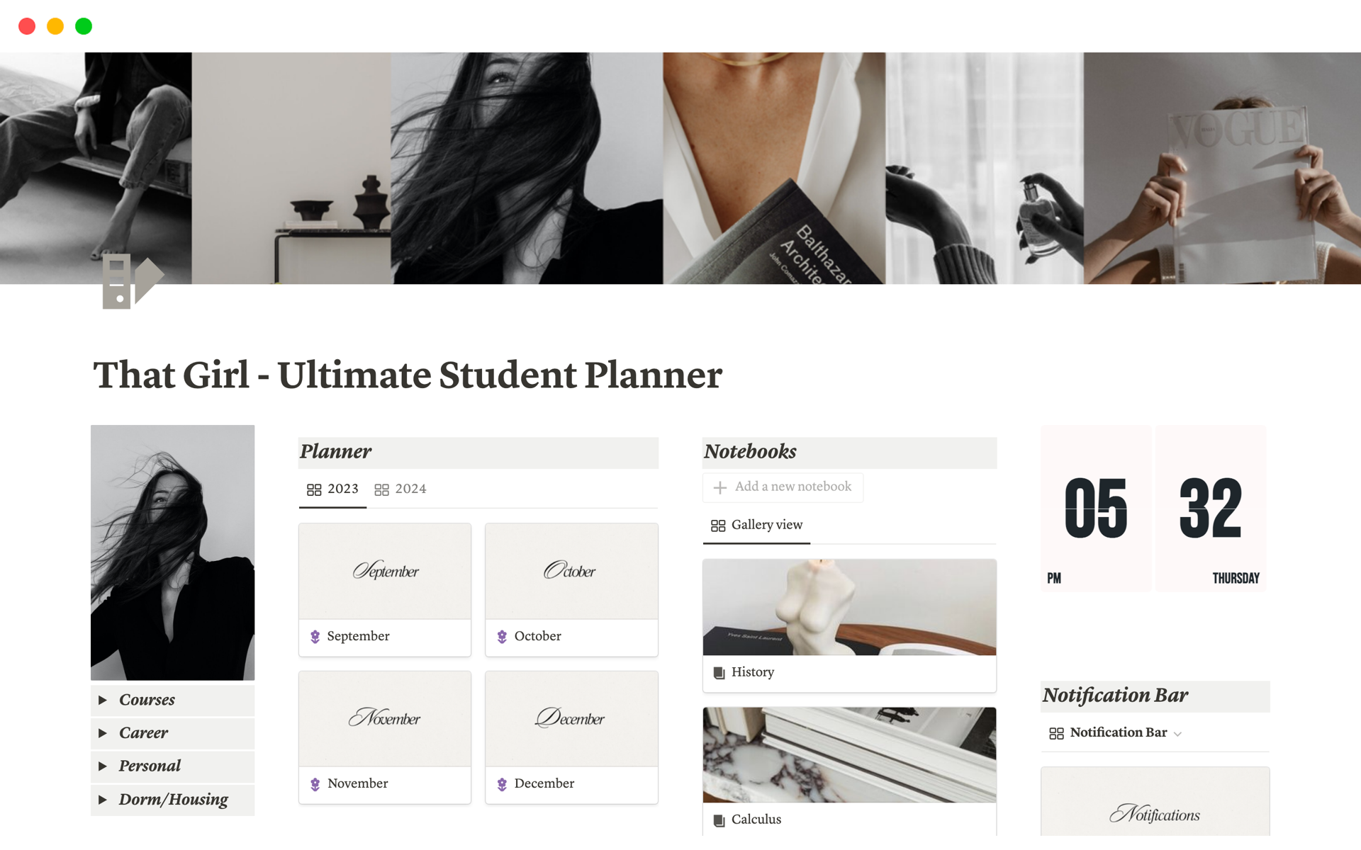 Our Notion Student Planner is your essential companion for academic excellence and personal growth. Say goodbye to cluttered schedules and disorganized assignments, and step into a world of seamless organization and productivity.