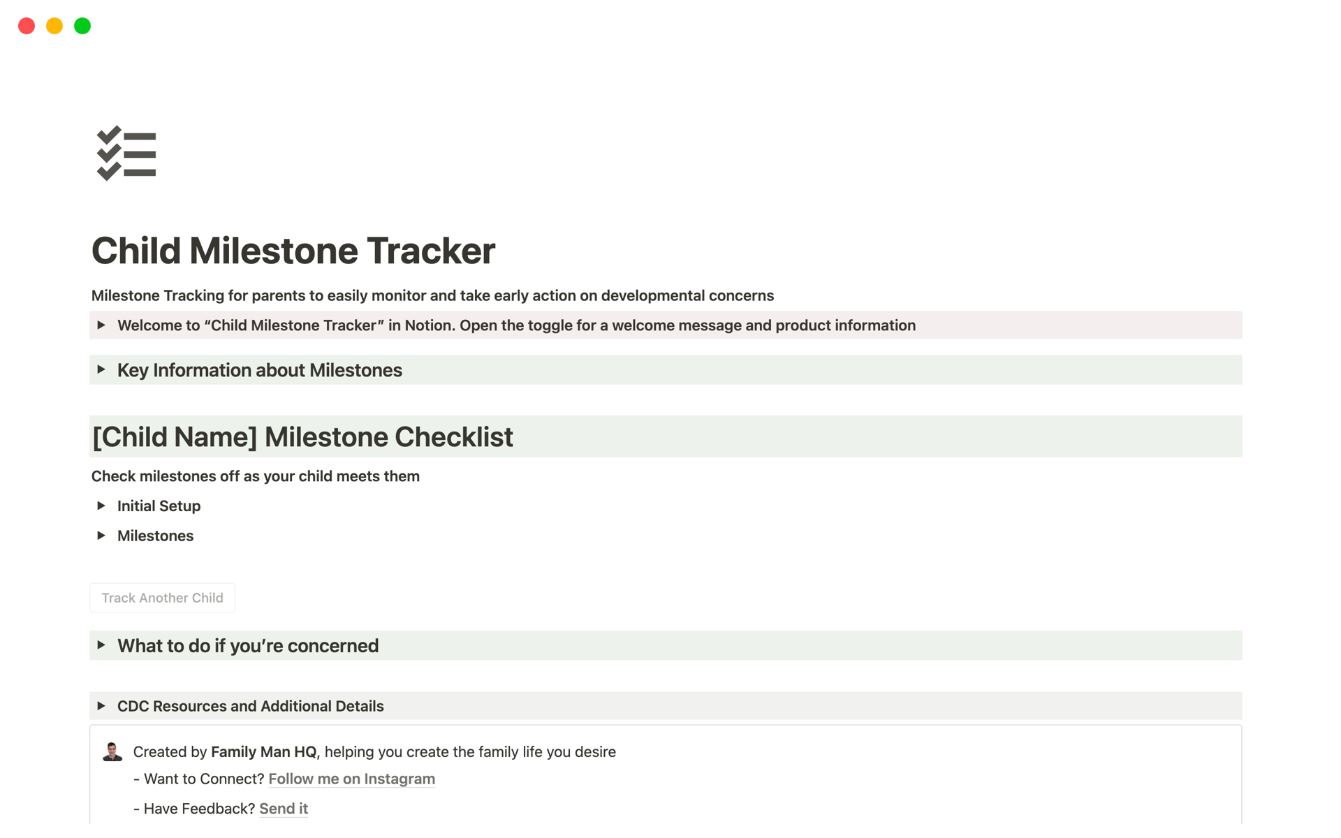 Free tracker for children development, using CDC milestone information (Ages 2 months to 5 yrs)