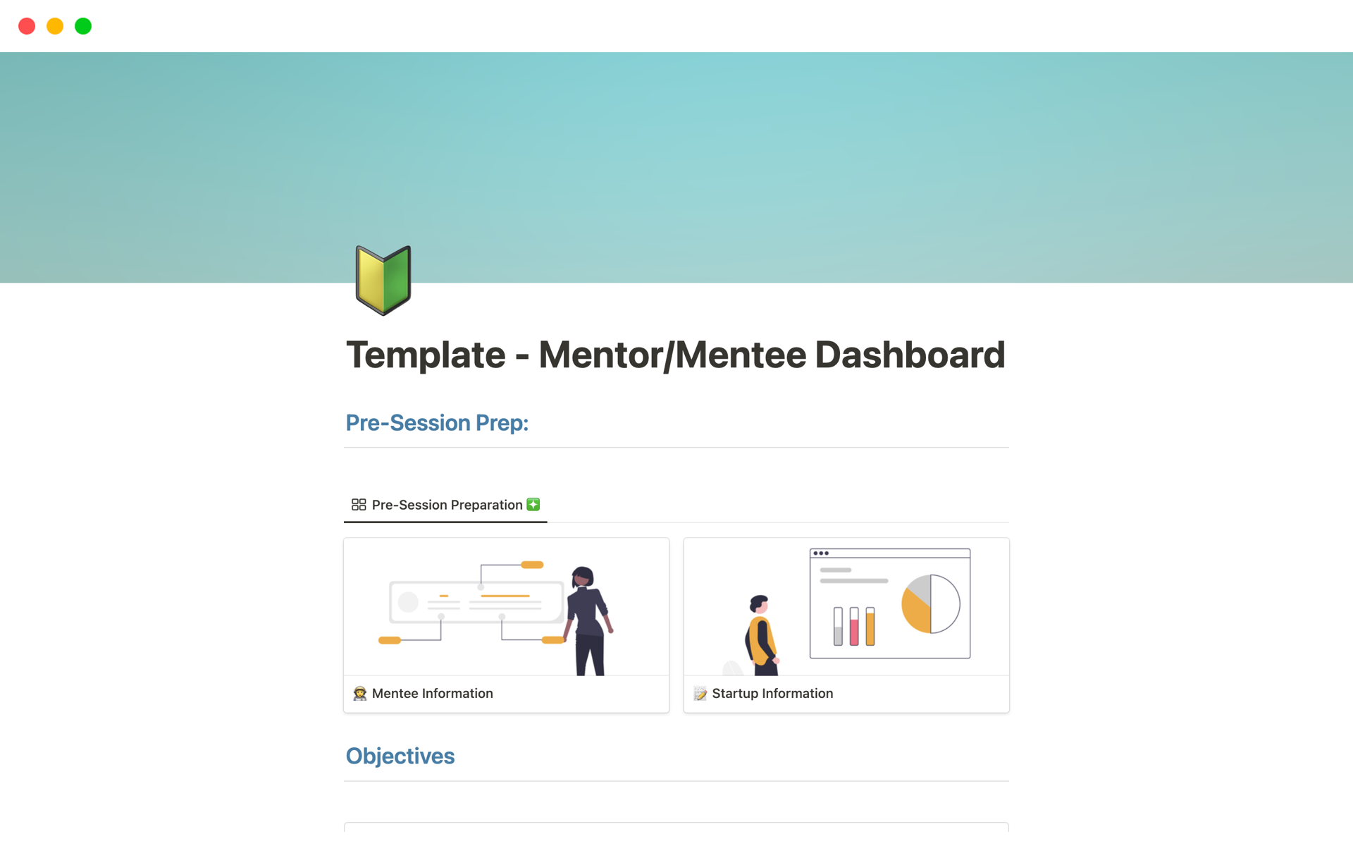 Eine Vorlagenvorschau für Mentor/Mentee Success Tracker
