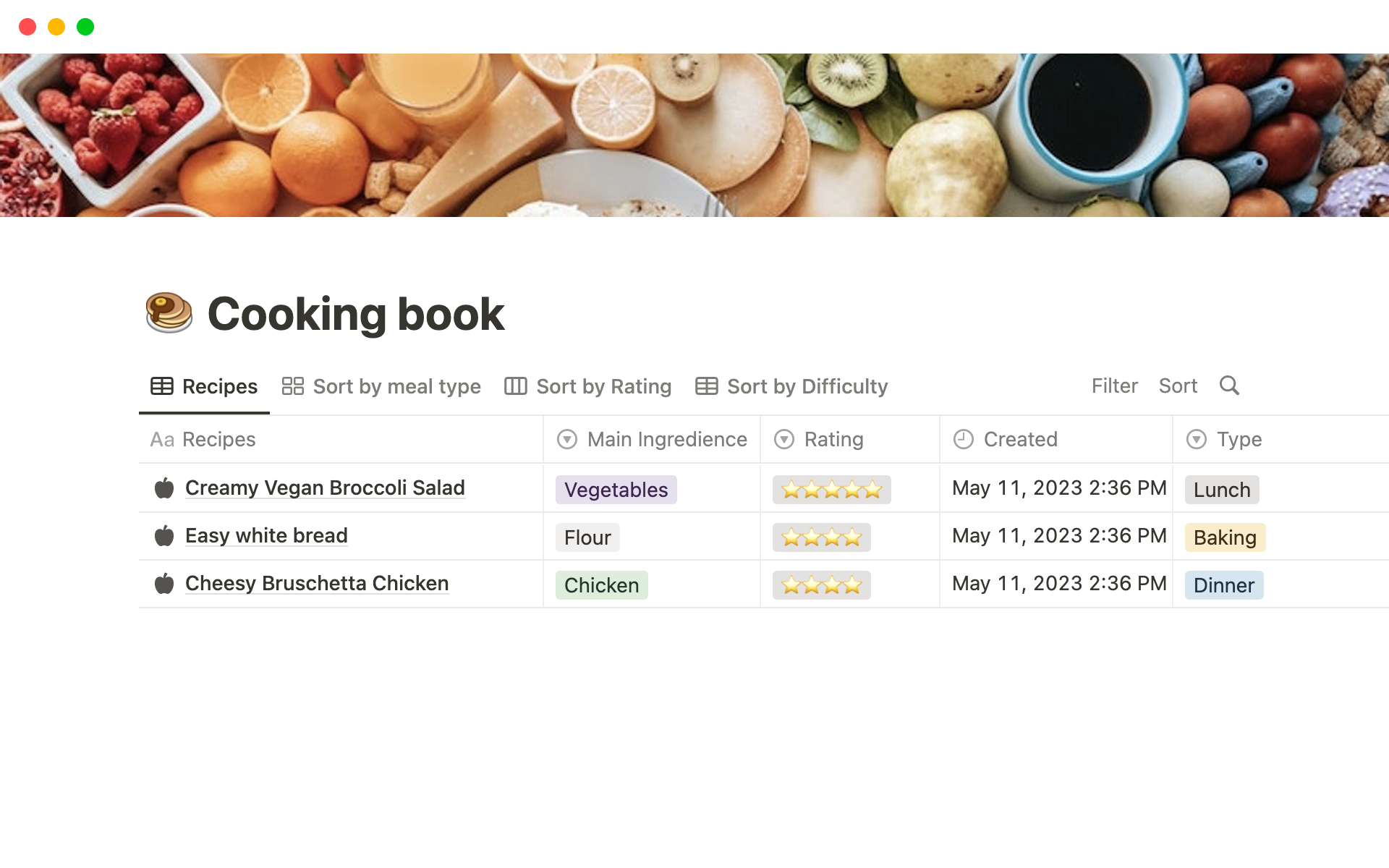Aperçu du modèle de Cooking Book