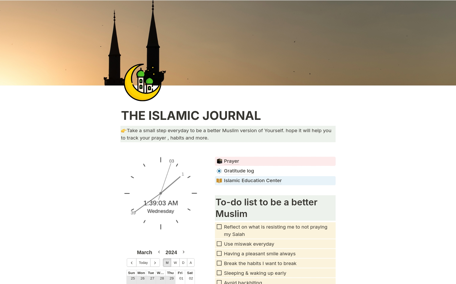 A template preview for THE ISLAMIC JOURNAL