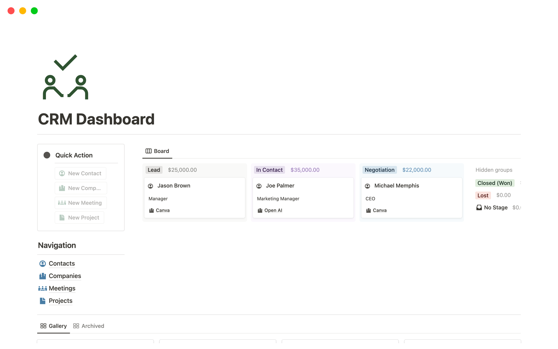 Aperçu du modèle de Ultimate CRM Dashboard