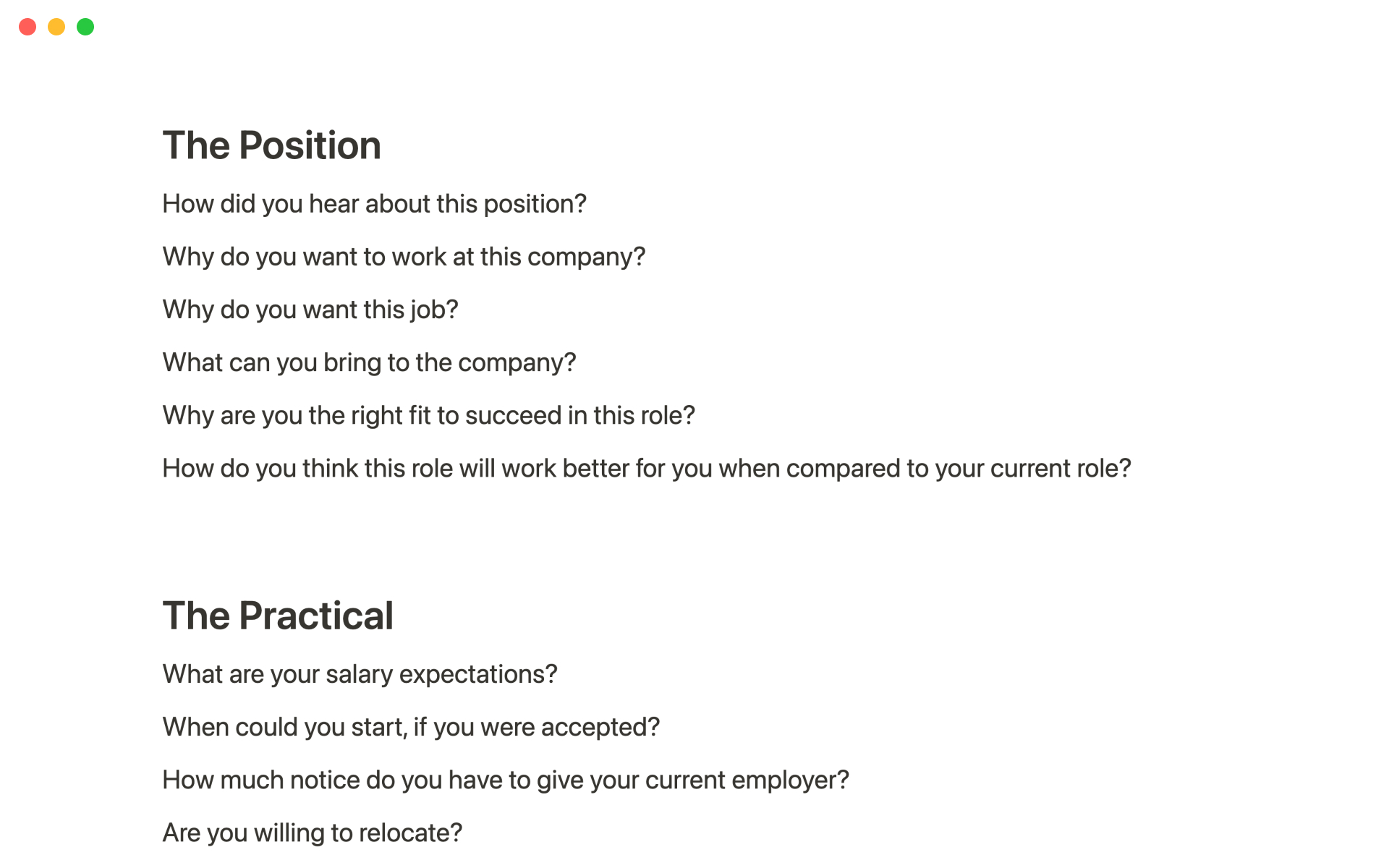 Ensure you have the perfect set of interview questions available.