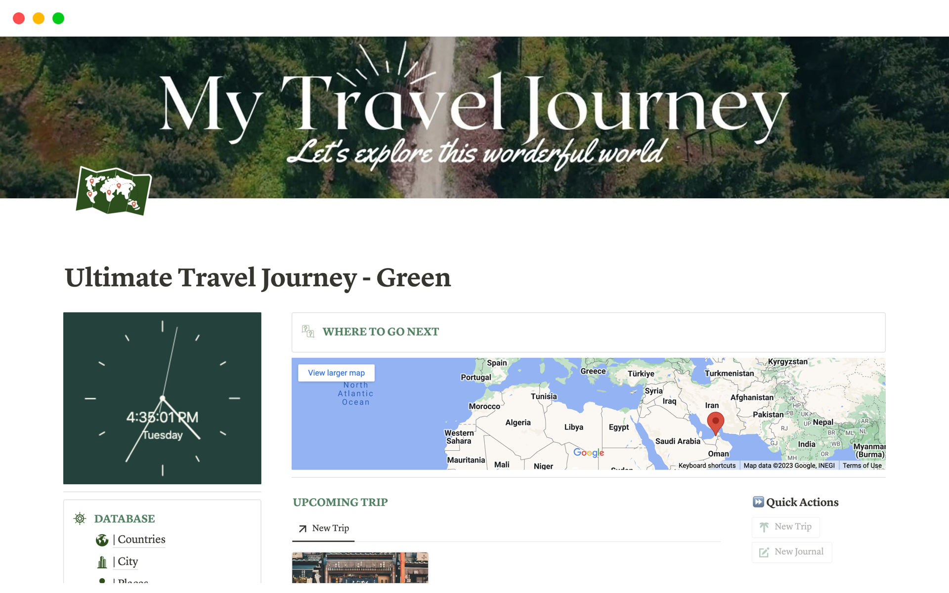 A template preview for Ultimate Travel Journey - Green