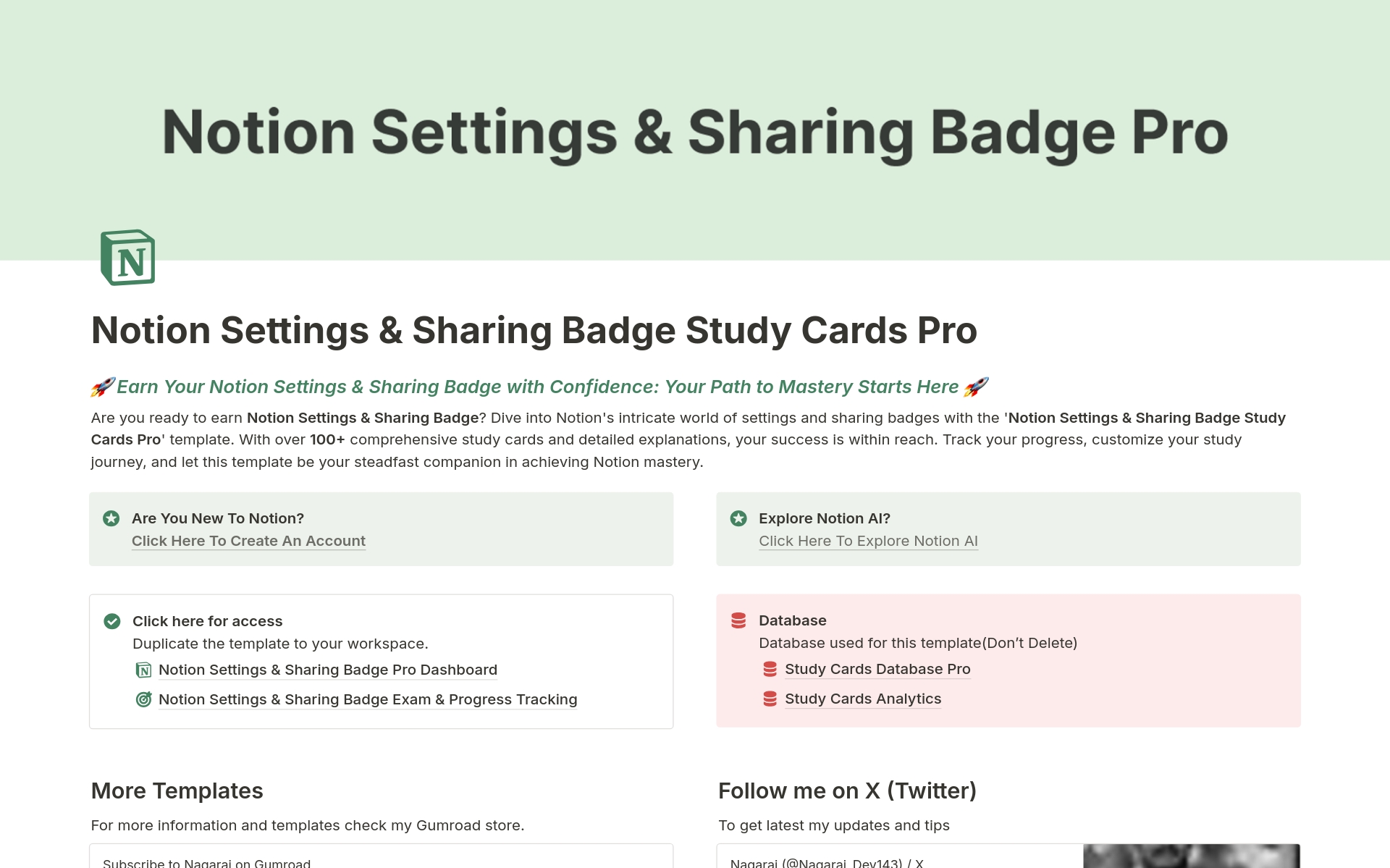 A template preview for Settings & Sharing Badge Flash Cards Deck PRO