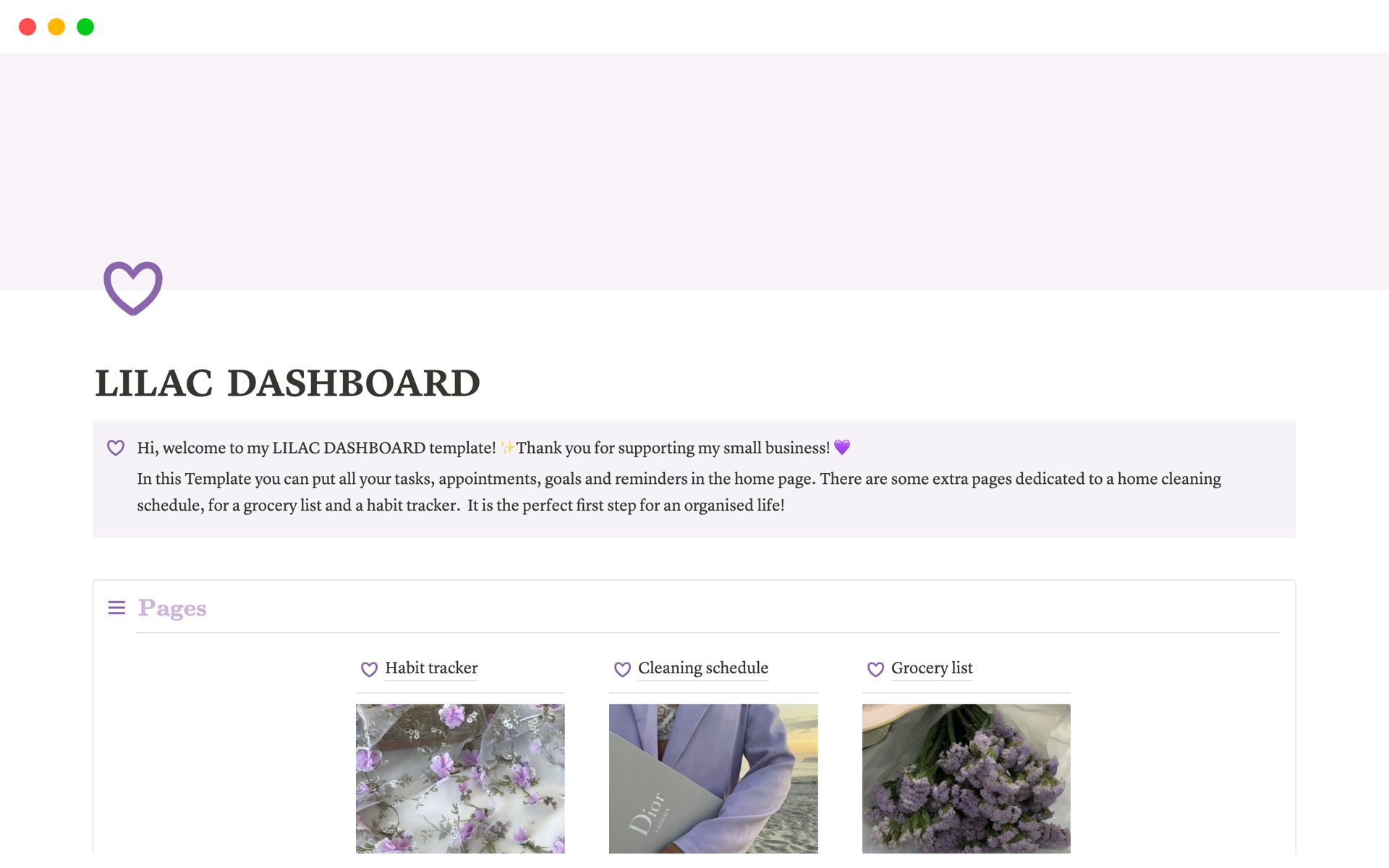 A template preview for LILAC  DASHBOARD 