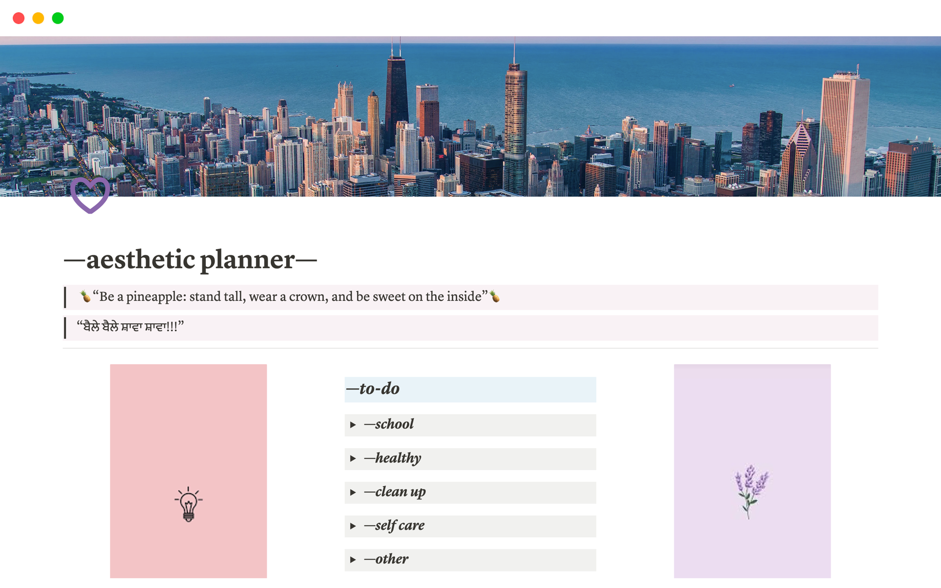 aesthetic planner Notion Template