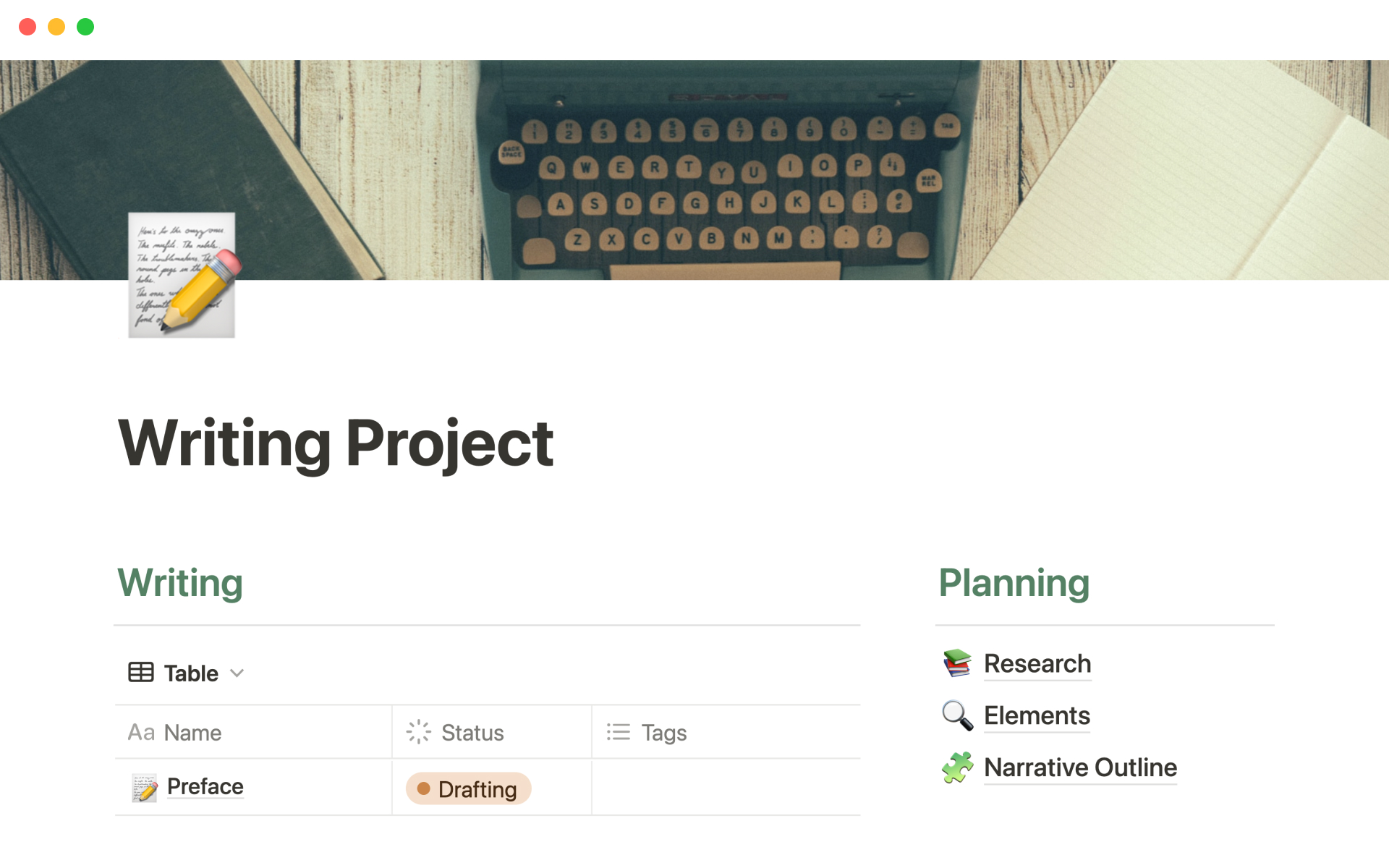 Organize and plan your writing projects, so you can focus on creating your best work.