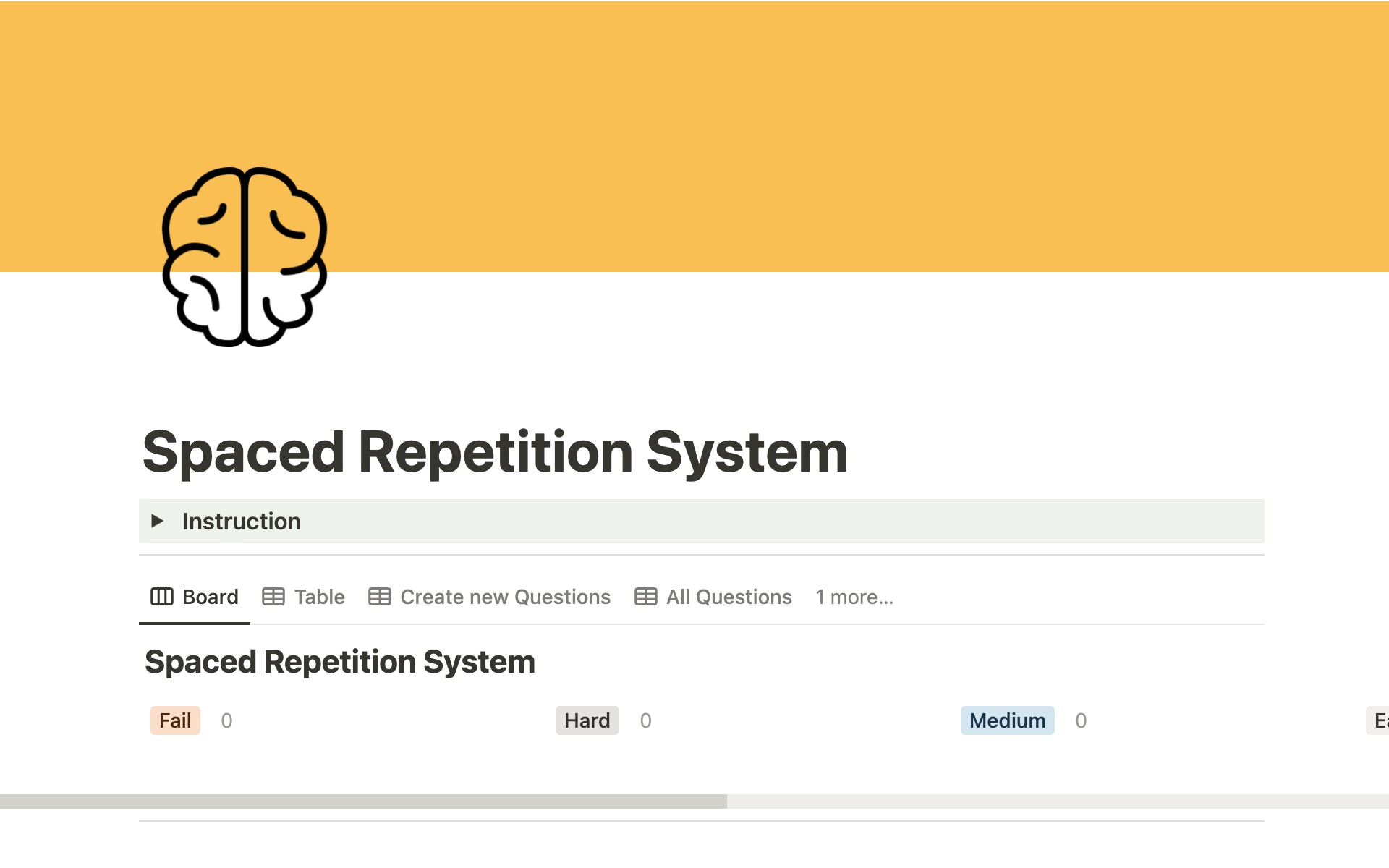 Aperçu du modèle de Spaced repetition flashcards