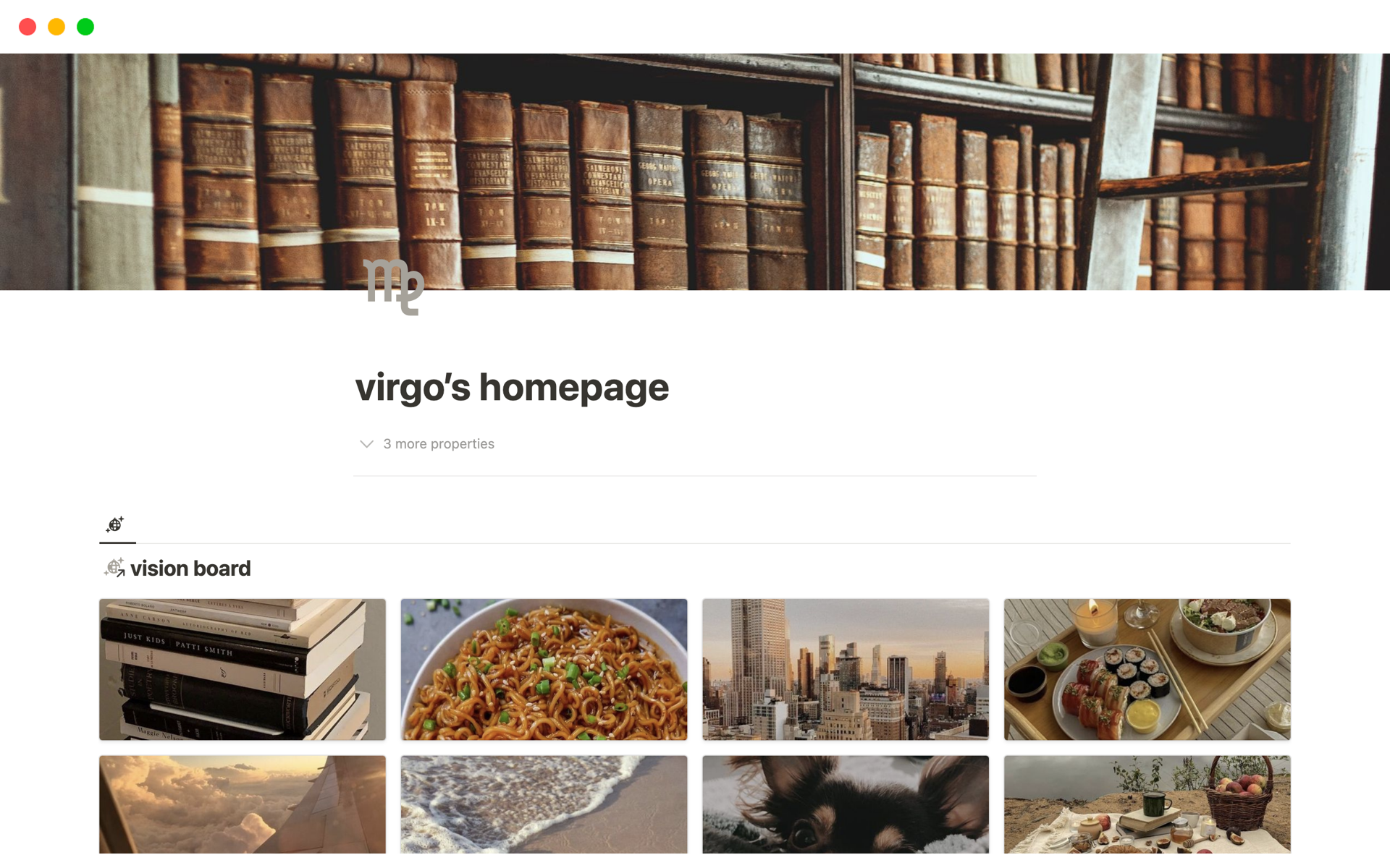 virgo’s homepageのテンプレートのプレビュー