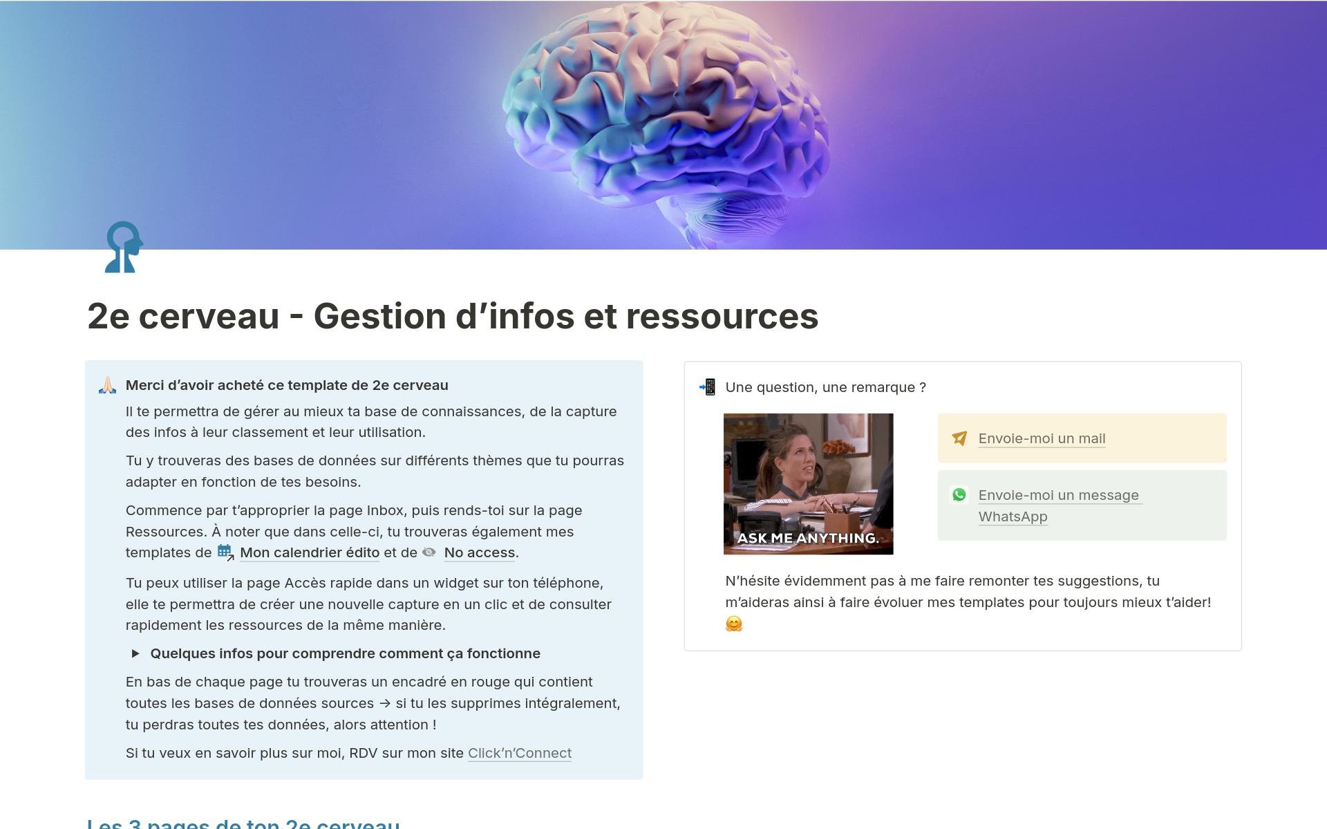 2e cerveau - Gestion d’infos et ressourcesのテンプレートのプレビュー