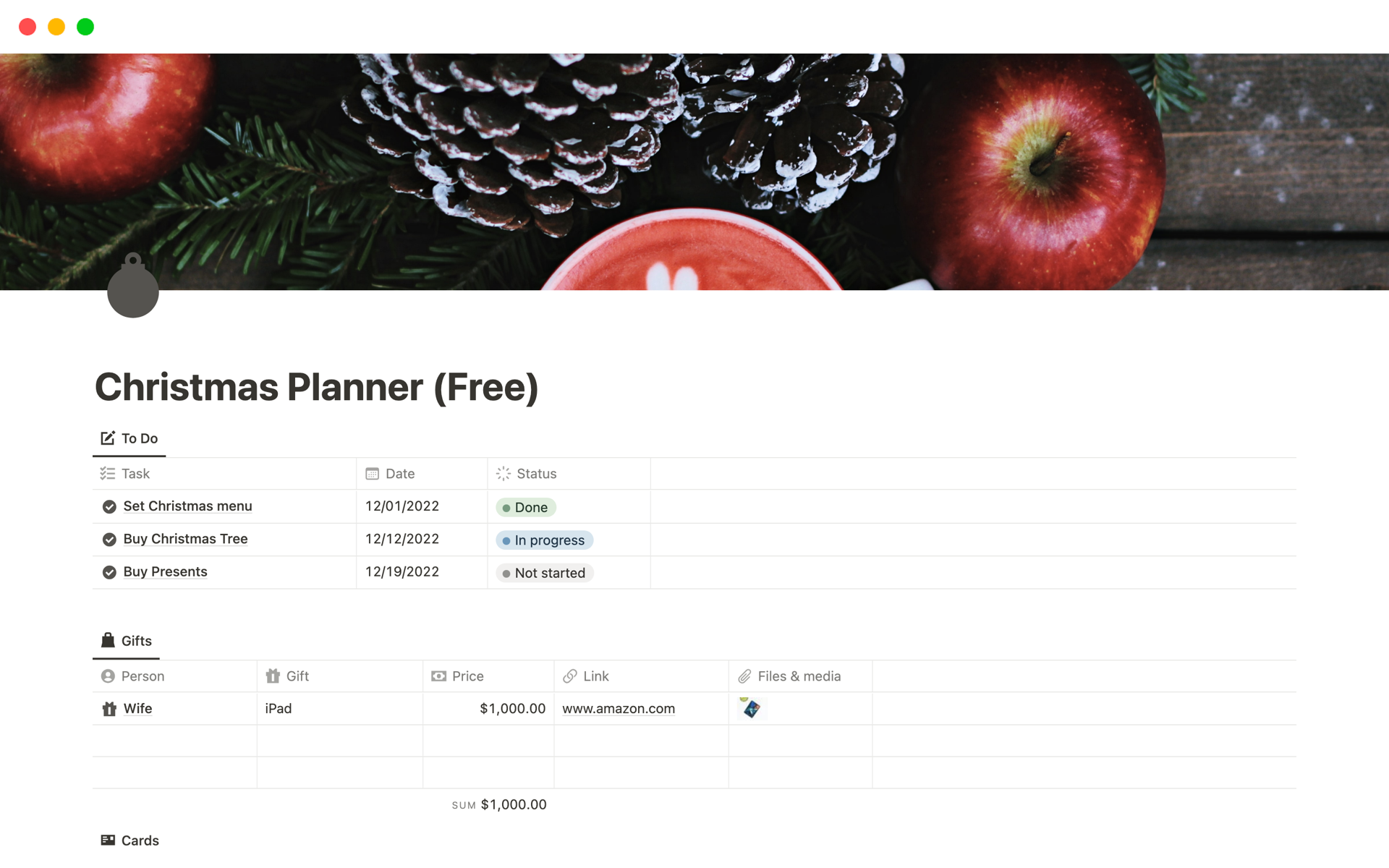 Organize all the details of your Christmas with this Free Template