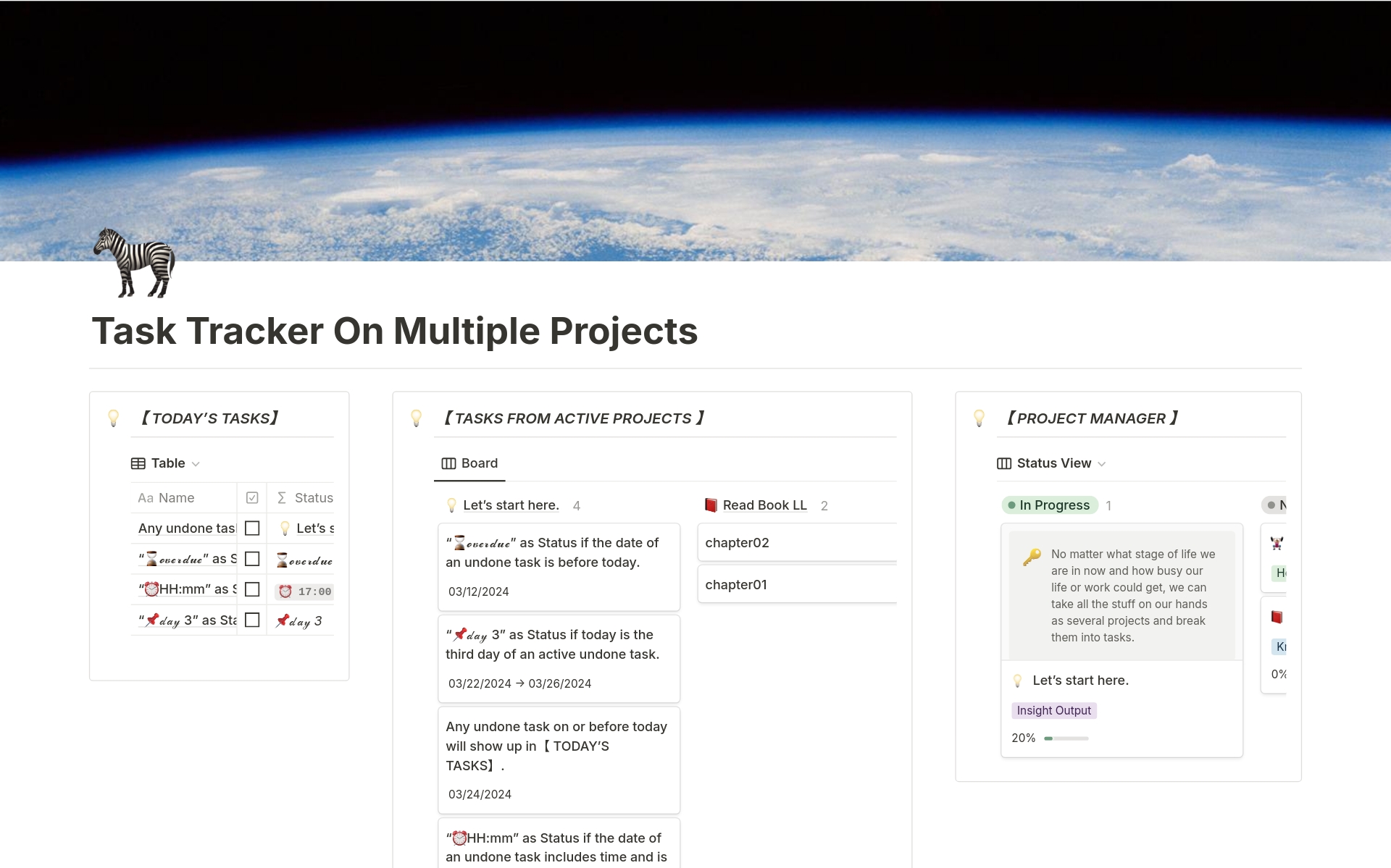 Aperçu du modèle de Task Tracker On Multiple Projects