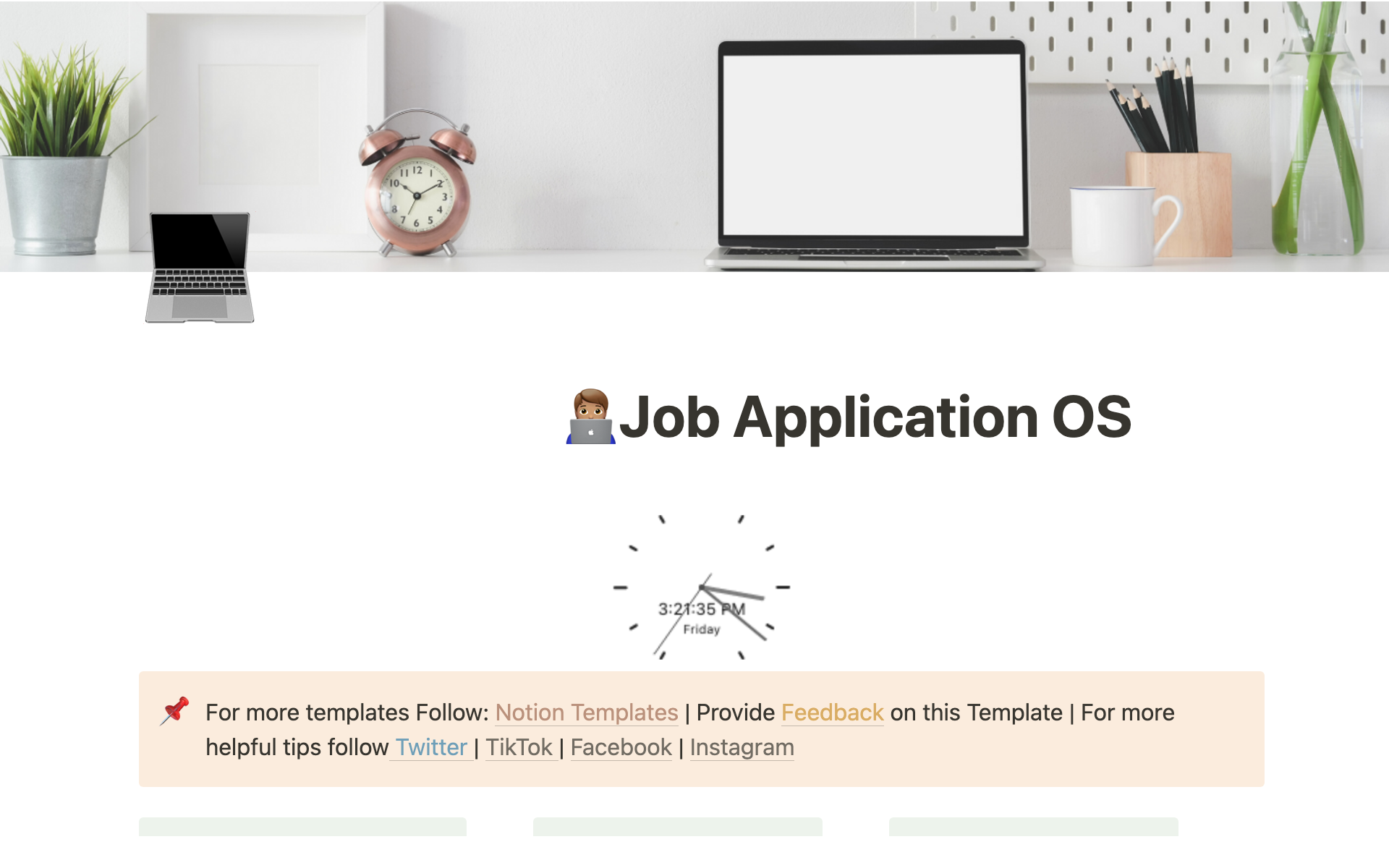 A template preview for Job Application OS