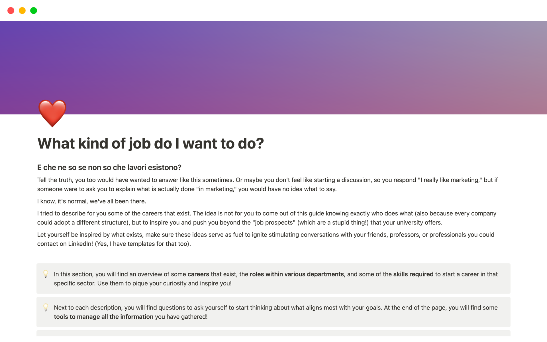 A template preview for What kind of job do I want to do?