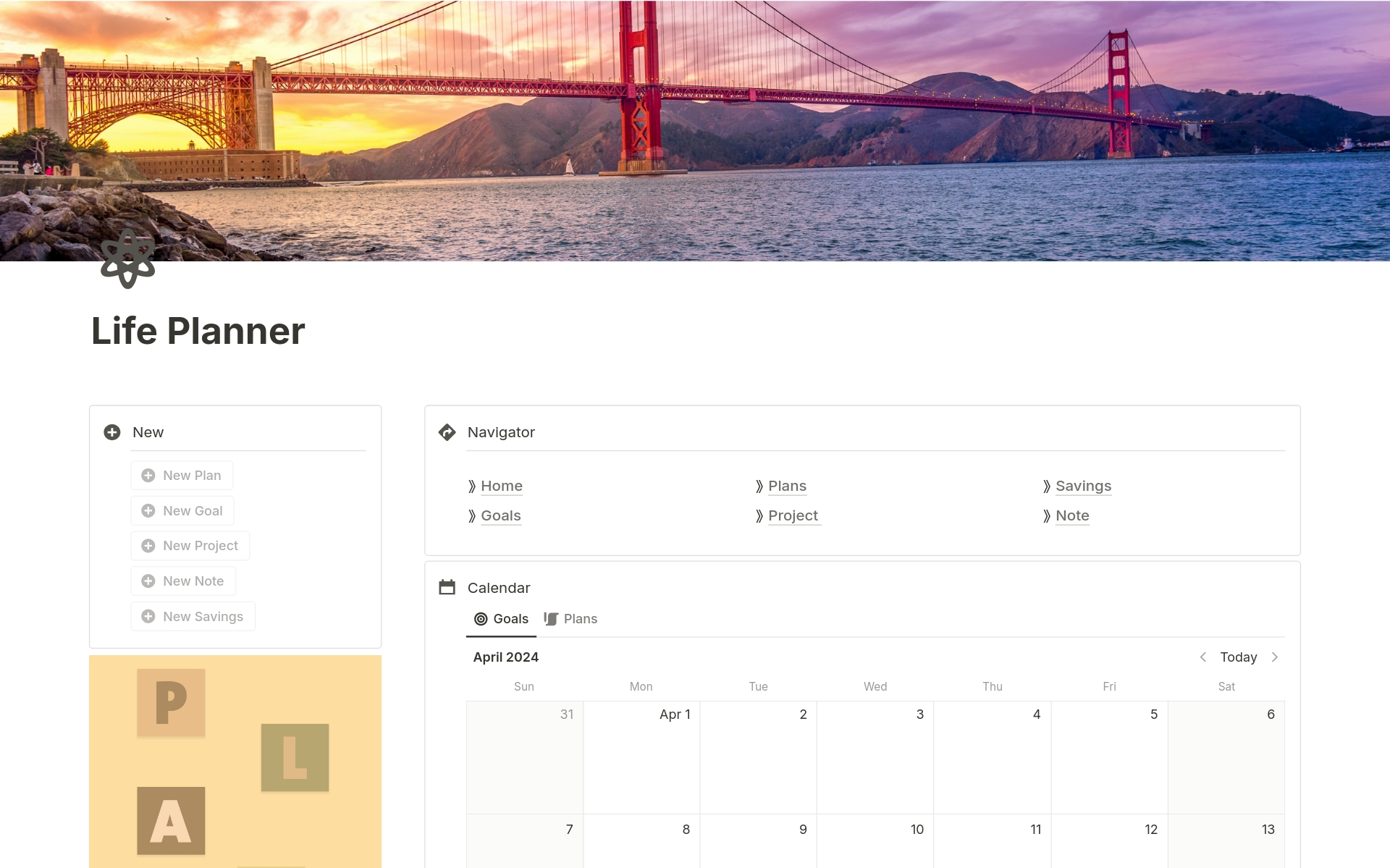 A template preview for Life Planner