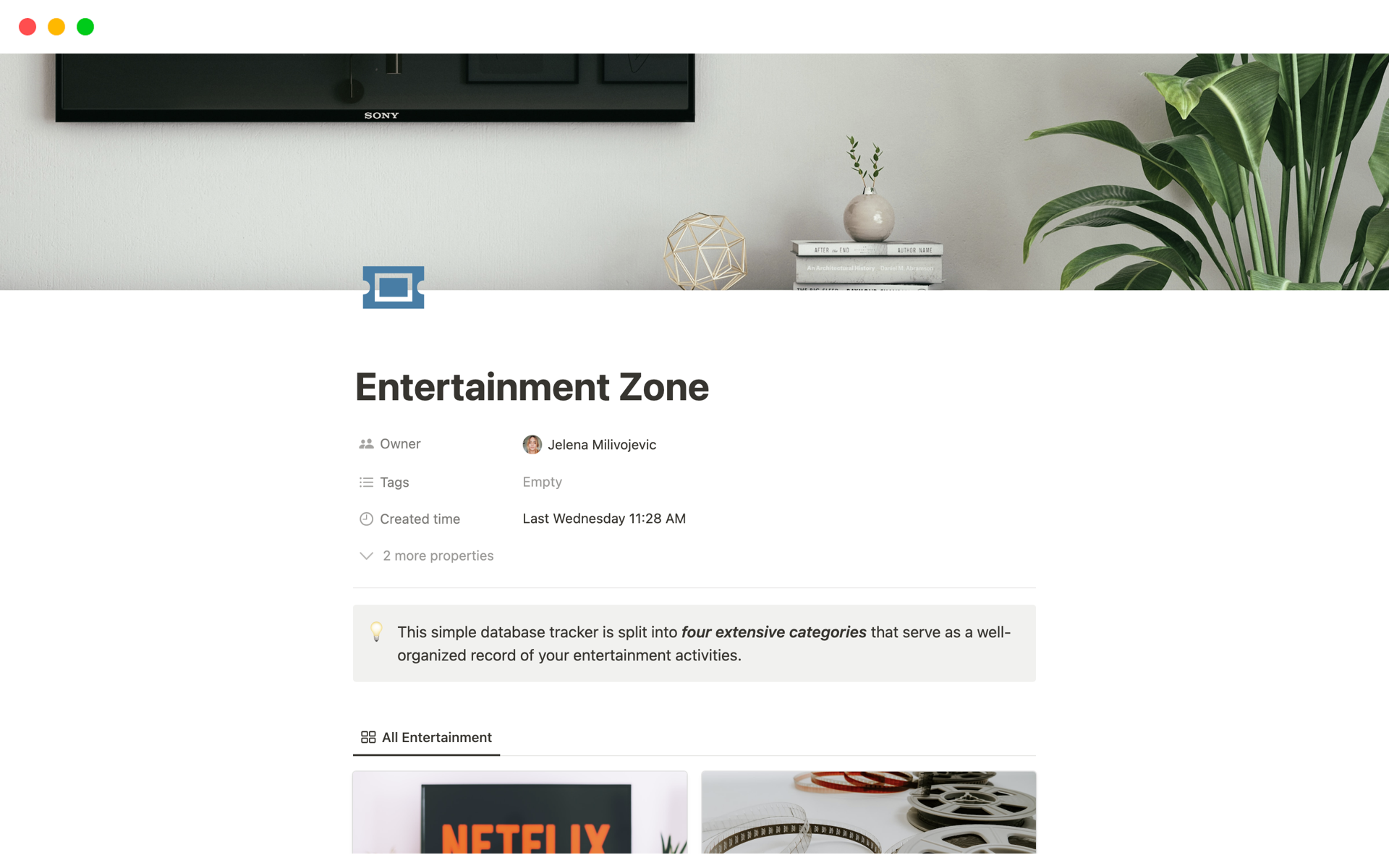 Vista previa de una plantilla para Entertainment Zone