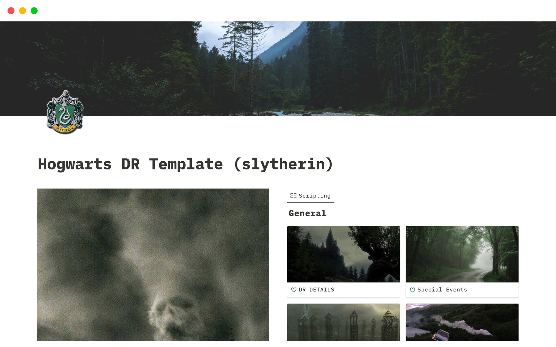 A template preview for Hogwarts DR Template (slytherin)