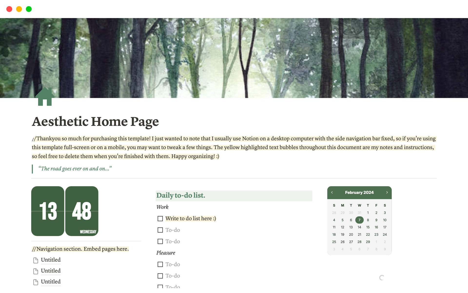 A template preview for Aesthetic Home Page